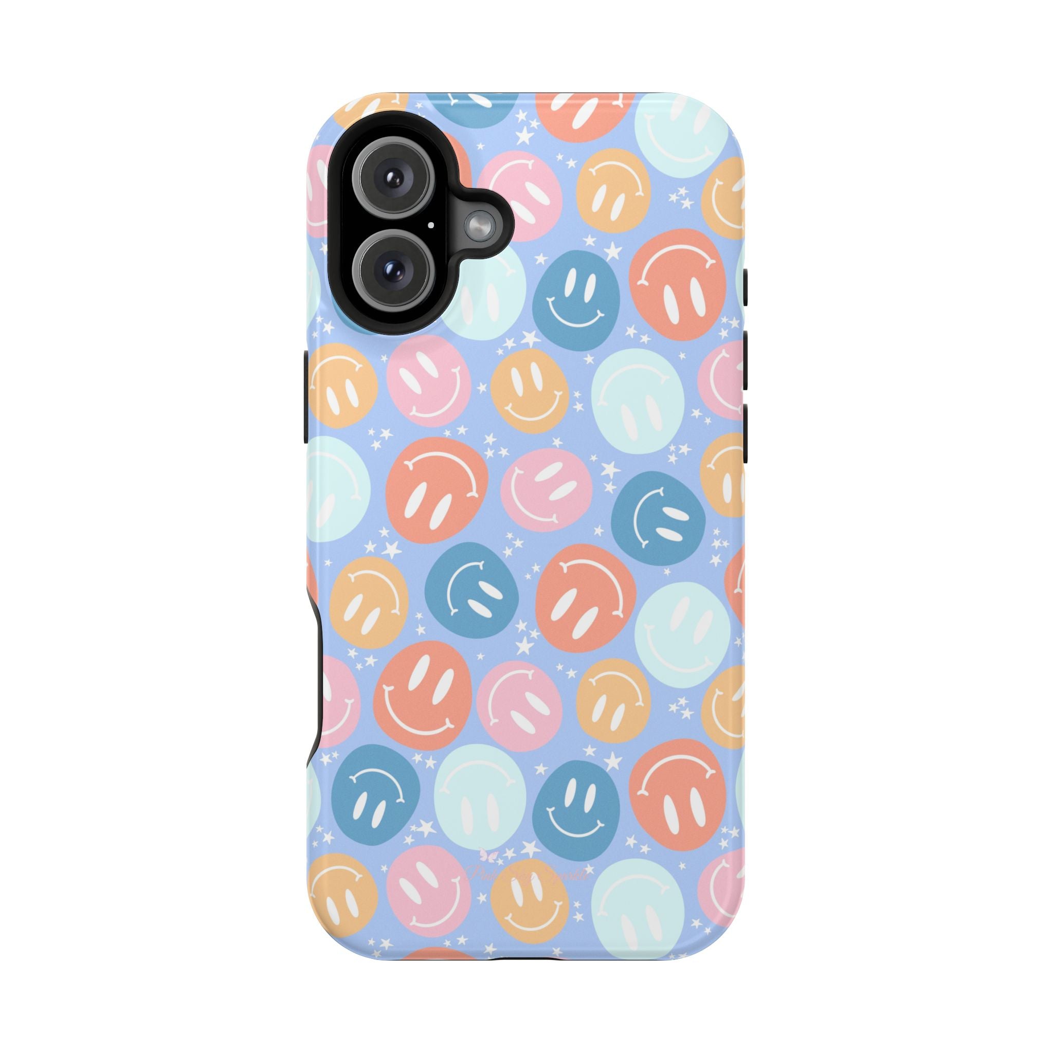 All Smiles Magnetic iPhone Case - Pastel Smiley Faces