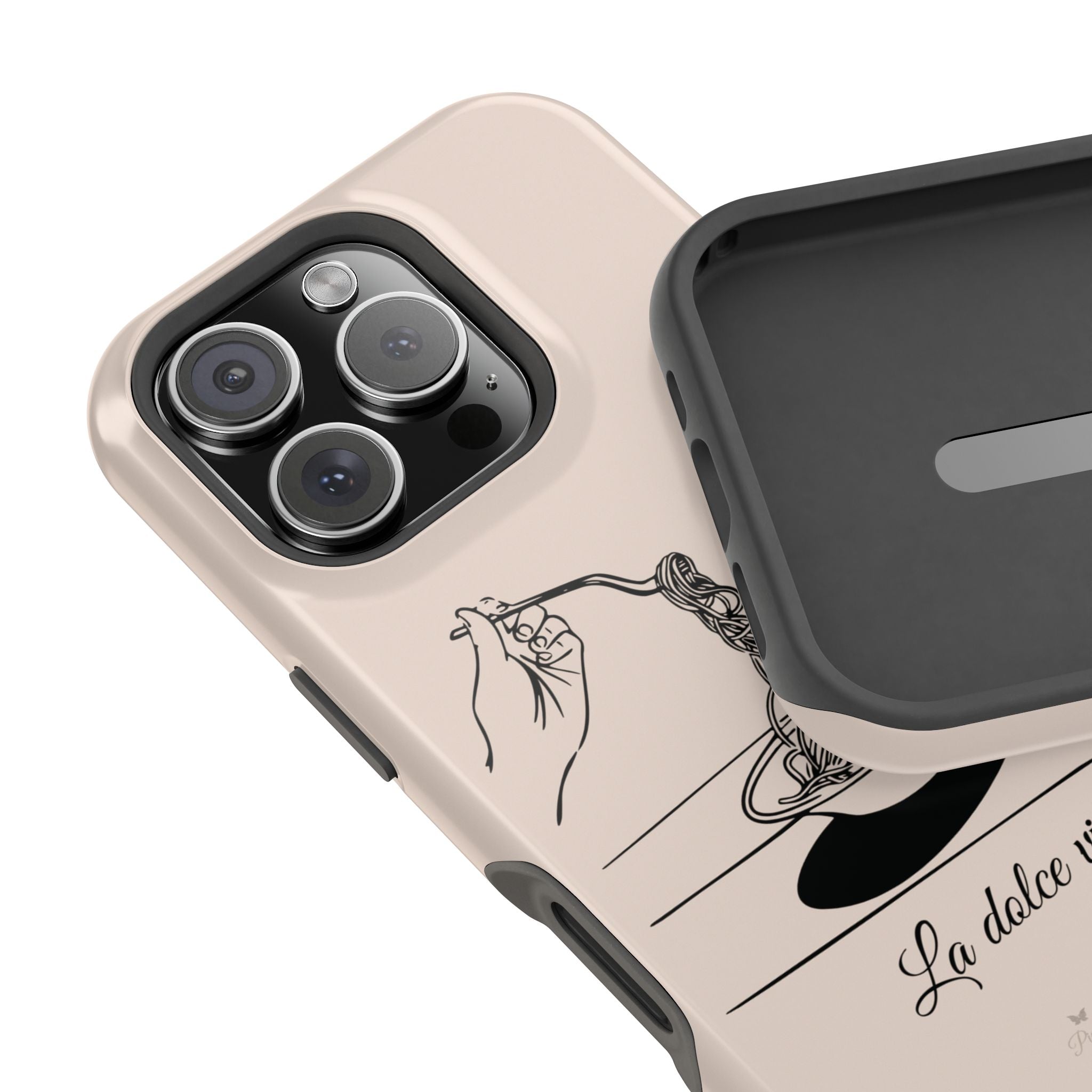 Pasta and red wine themed iphone case with La Dolce Vita in stylish font, Stylish Magnetic iPhone Case