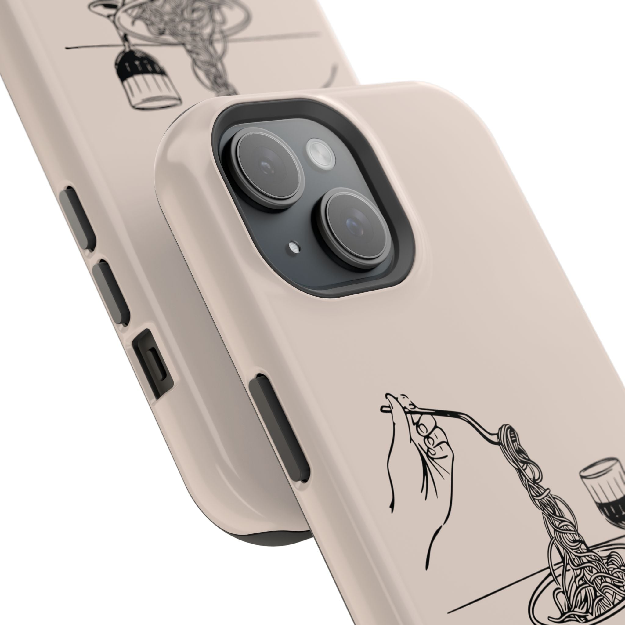 Pasta and red wine themed iphone case with La Dolce Vita in stylish font, Stylish Magnetic iPhone Case