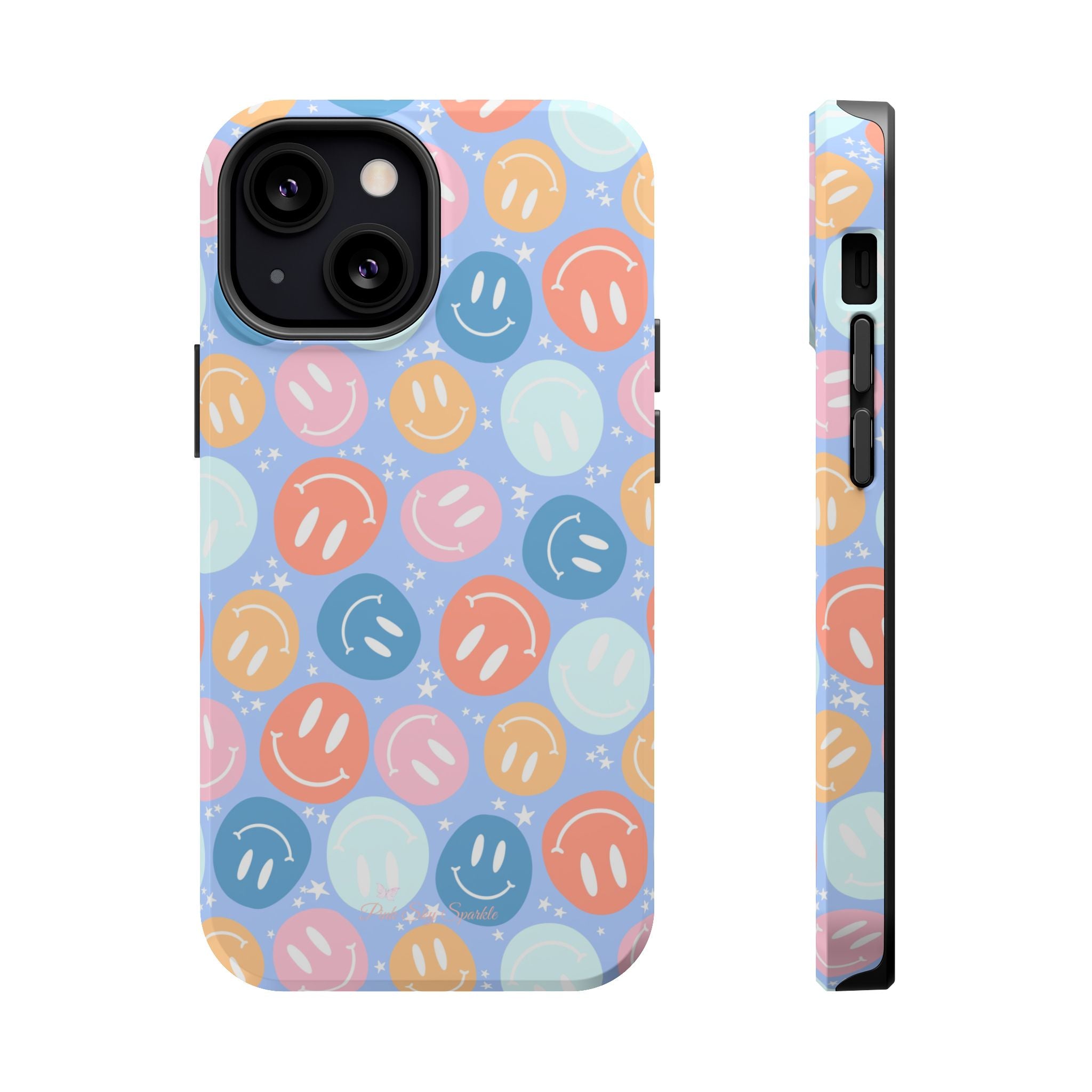 All Smiles Magnetic iPhone Case - Pastel Smiley Faces
