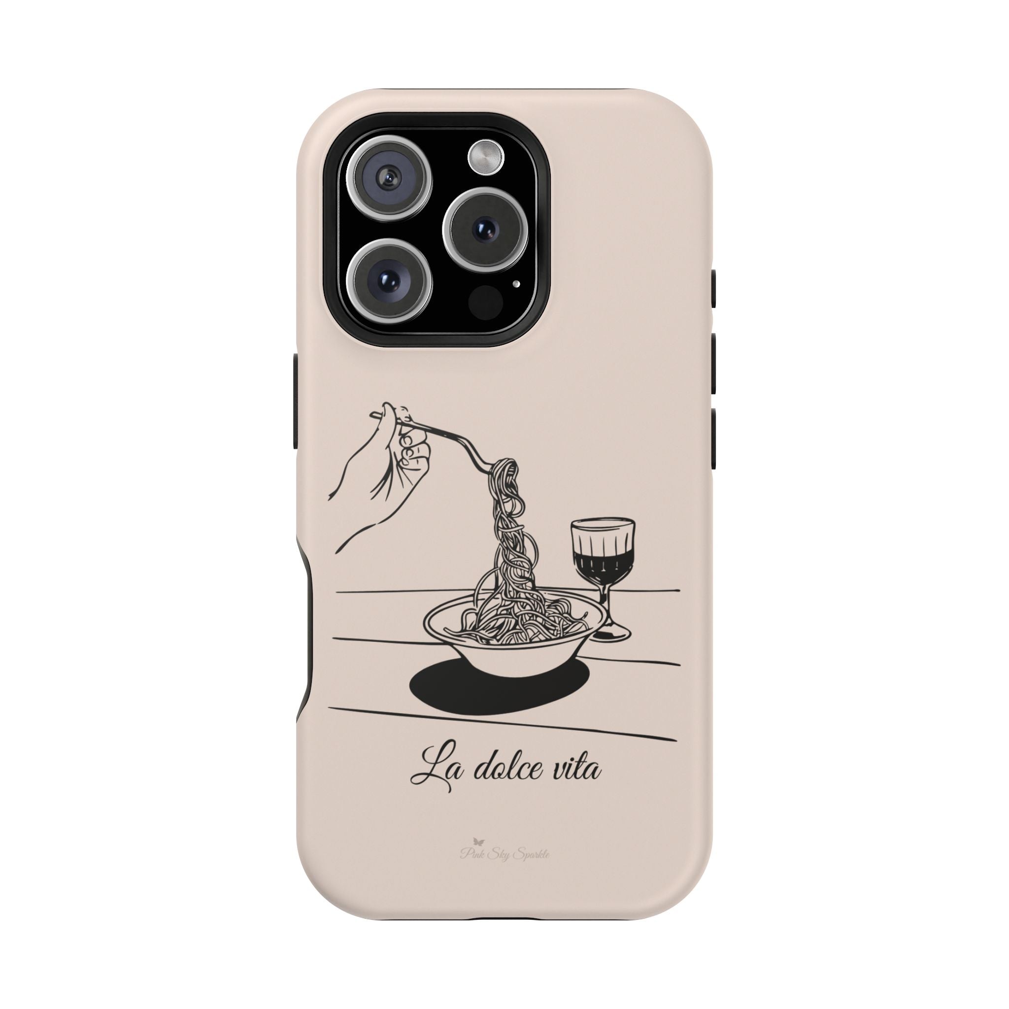 Pasta and red wine themed iphone case with La Dolce Vita in stylish font, Stylish Magnetic iPhone Case