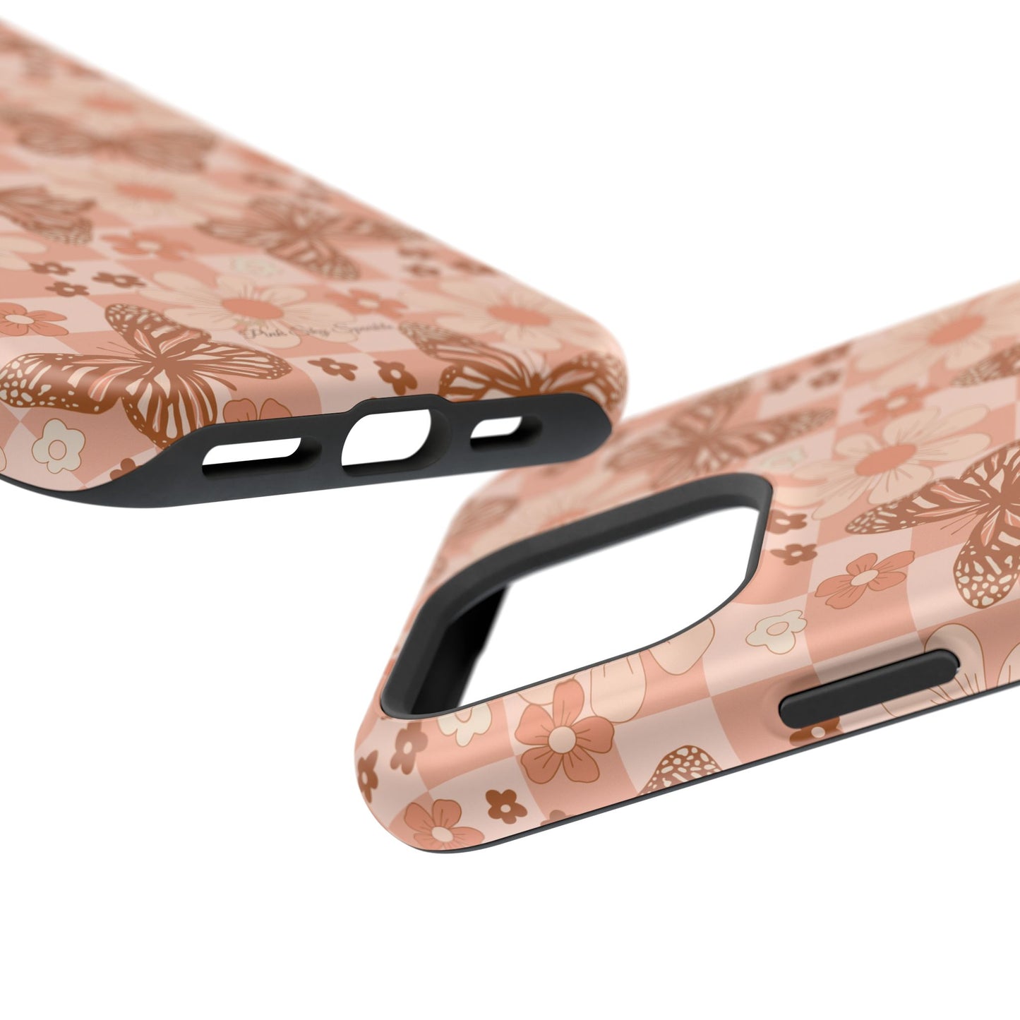 Boho Checkers - Floral Butterfly Magnetic iPhone Case