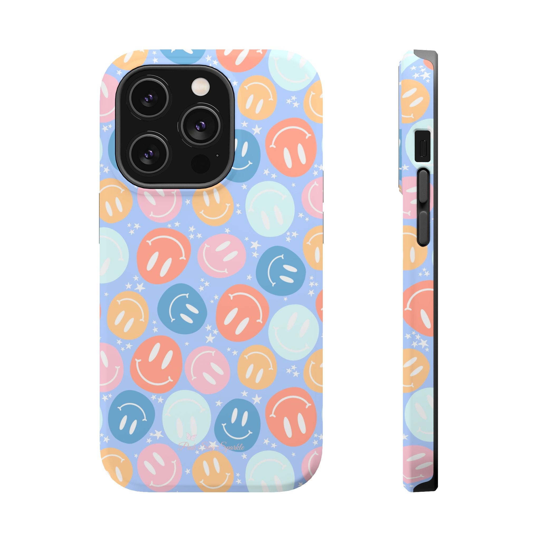 All Smiles Magnetic iPhone Case - Pastel Smiley Faces