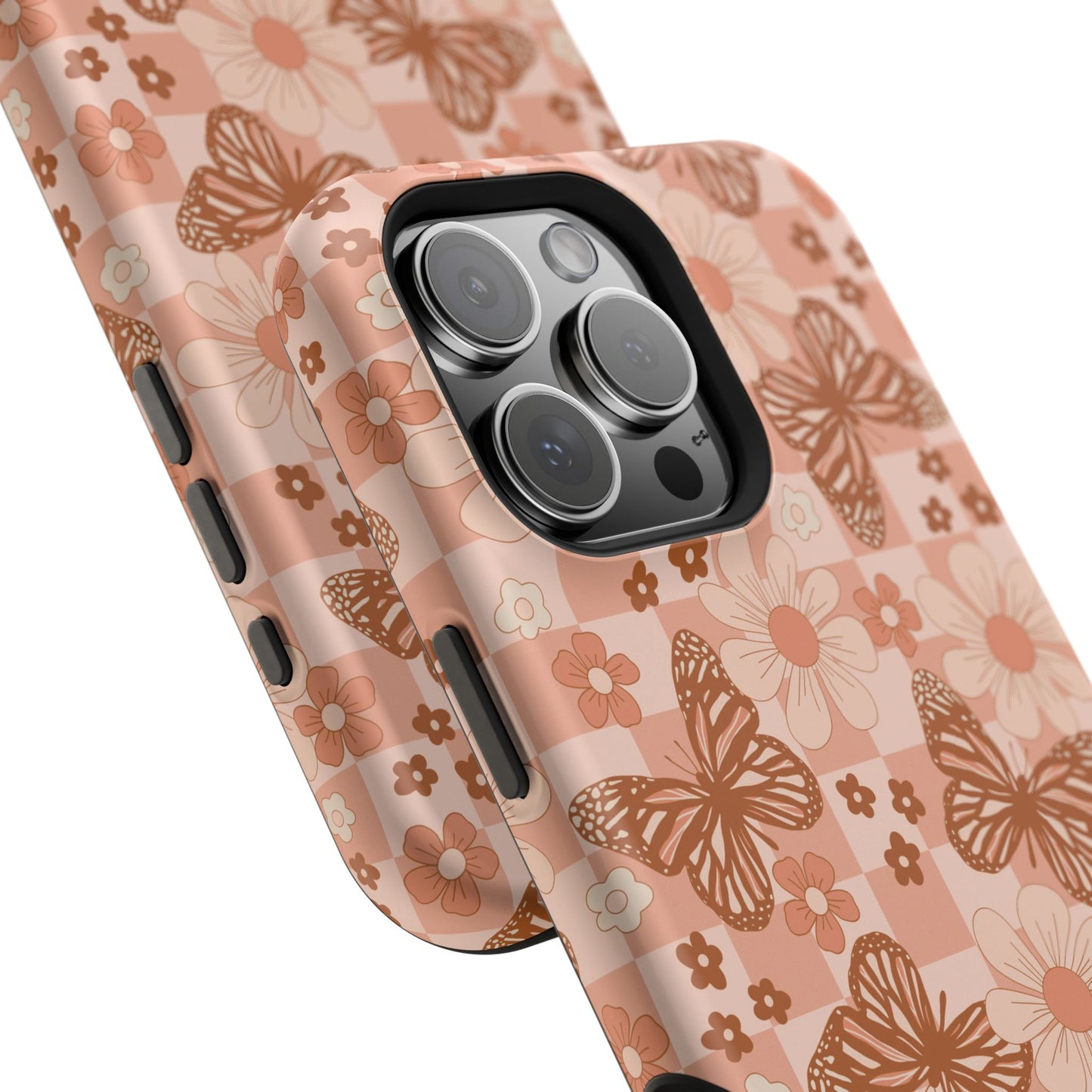 Boho Checkers - Floral Butterfly Magnetic iPhone Case