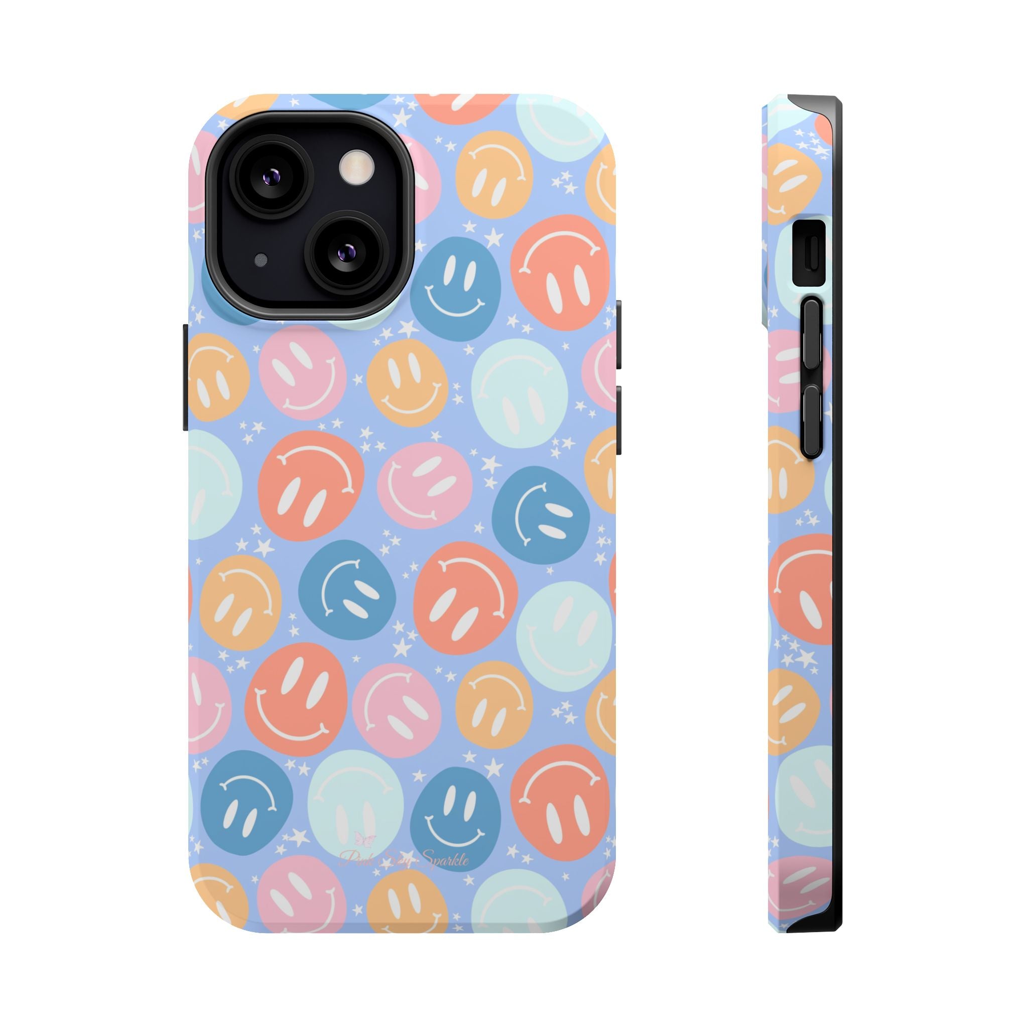All Smiles Magnetic iPhone Case - Pastel Smiley Faces