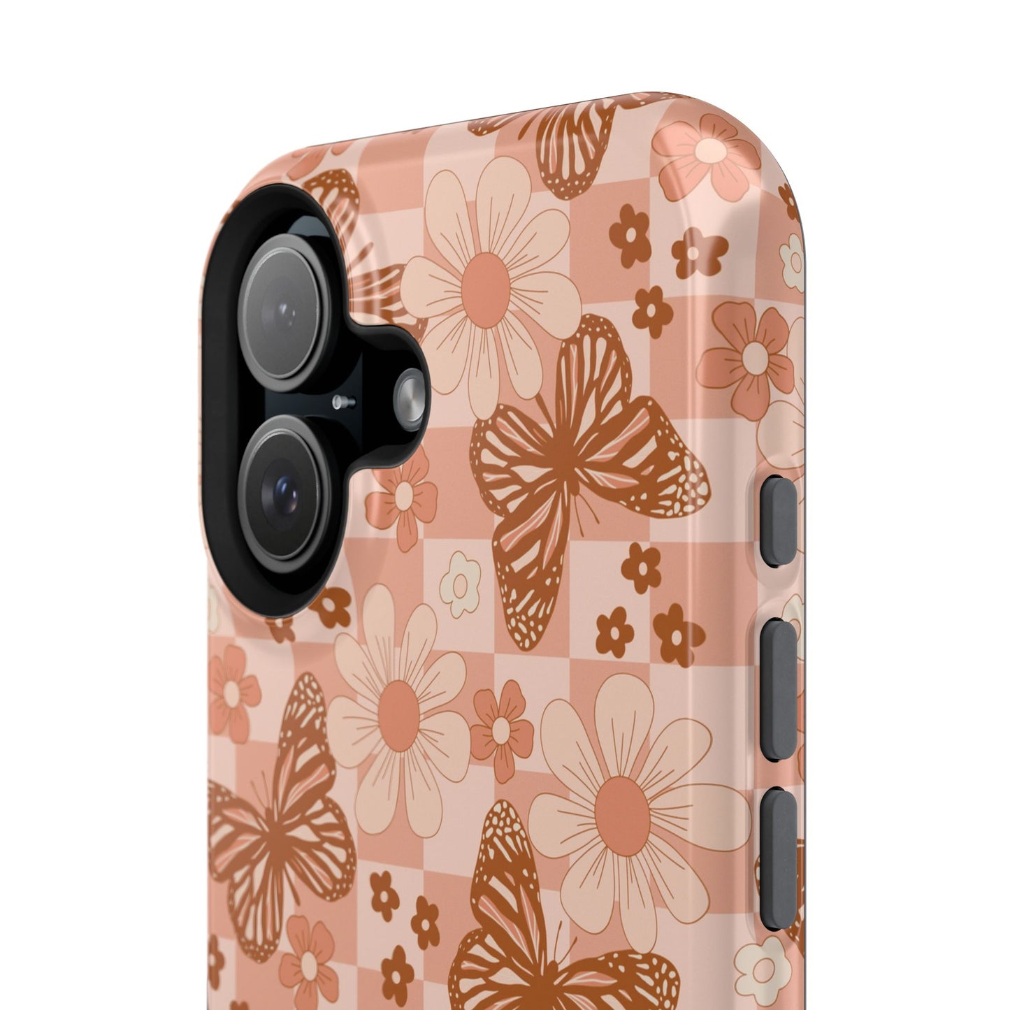 Boho Checkers - Floral Butterfly Magnetic iPhone Case