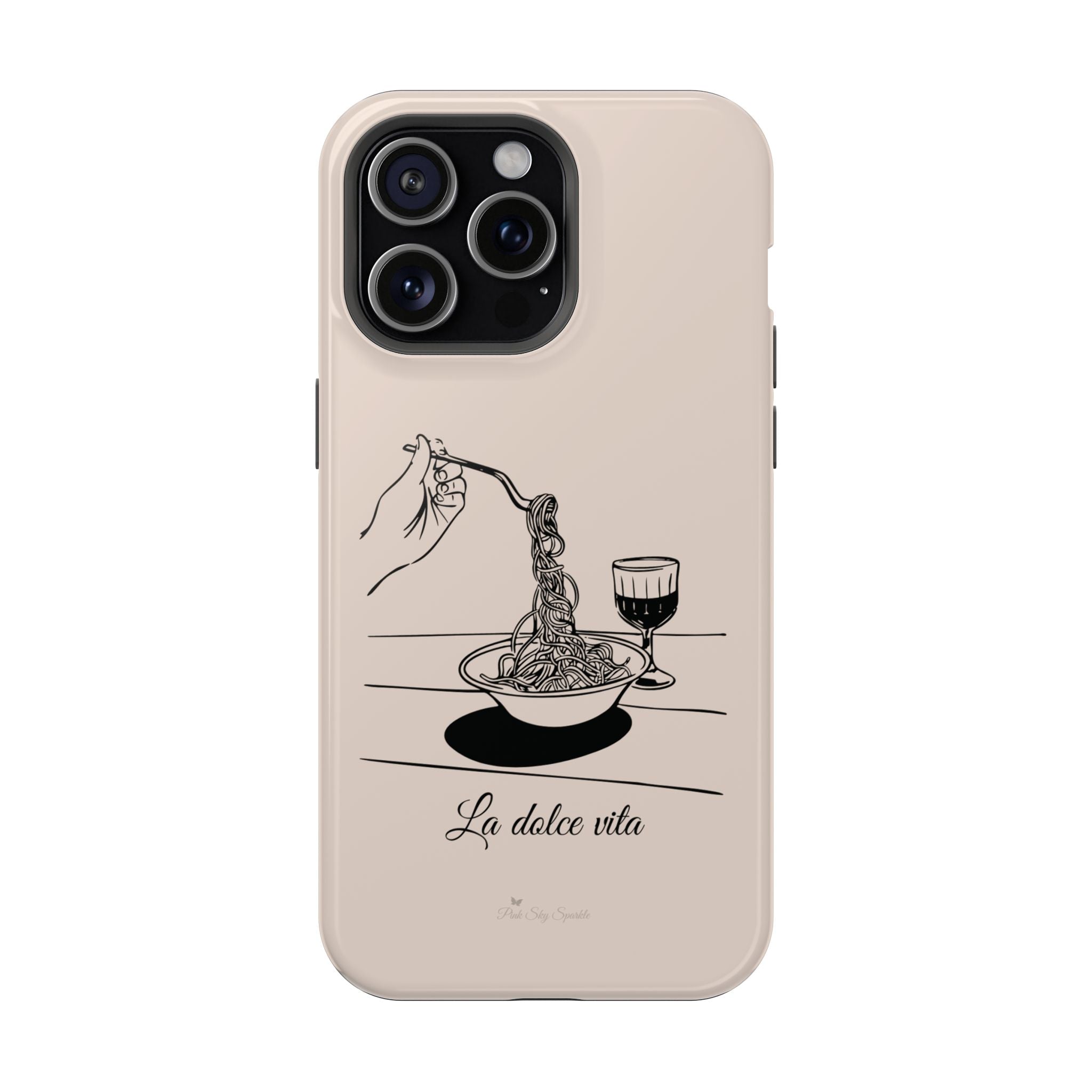Pasta and red wine themed iphone case with La Dolce Vita in stylish font, Stylish Magnetic iPhone Case