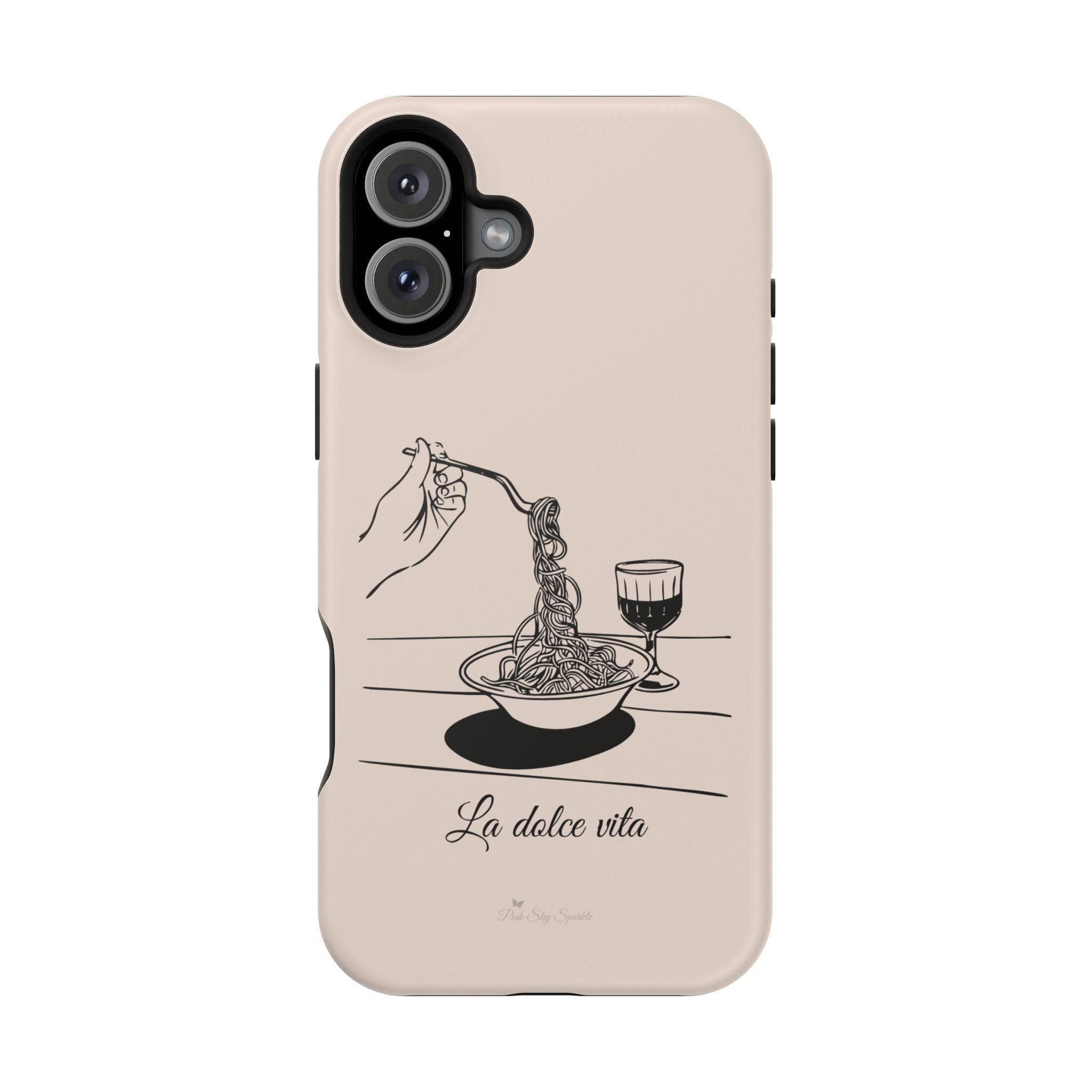 Pasta and red wine themed iphone case with La Dolce Vita in stylish font, Stylish Magnetic iPhone Case