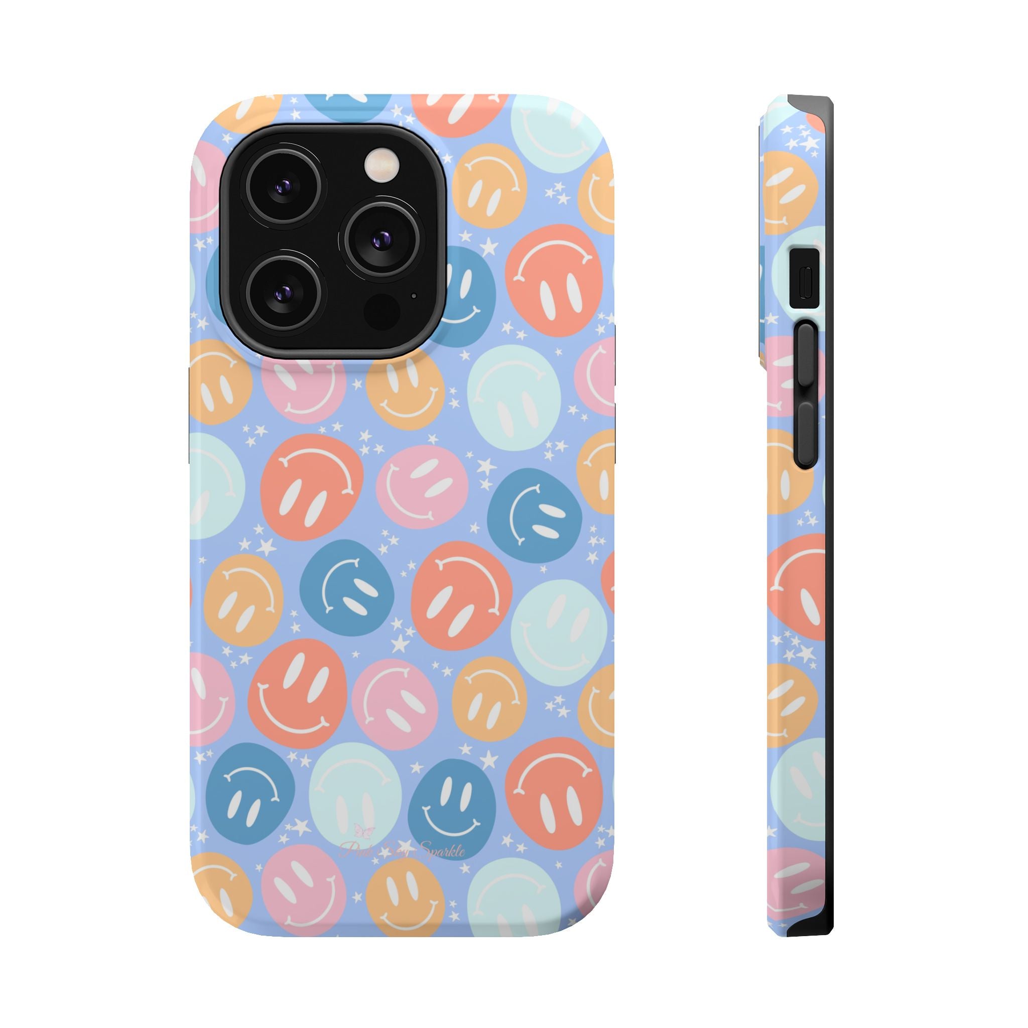 All Smiles Magnetic iPhone Case - Pastel Smiley Faces