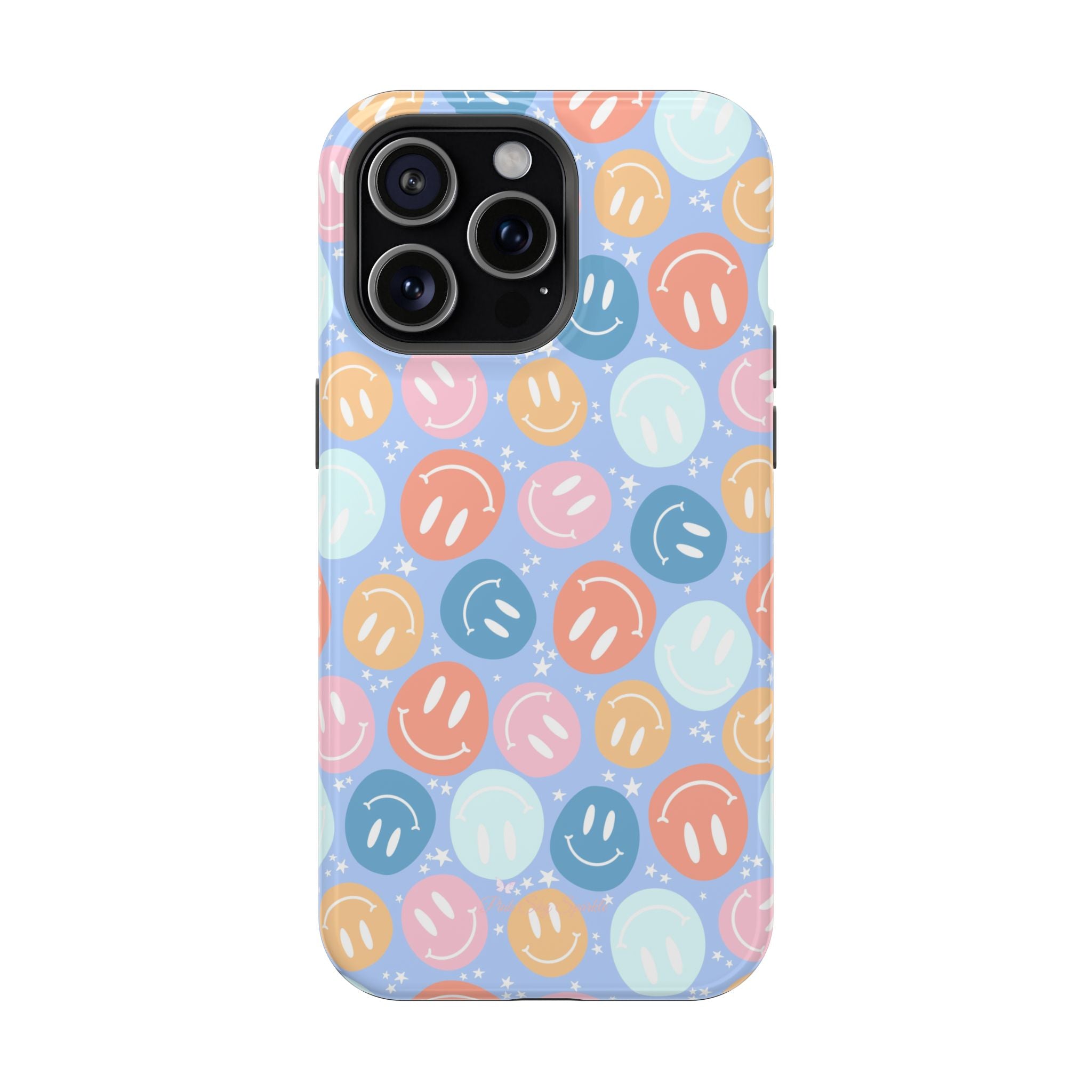 All Smiles Magnetic iPhone Case - Pastel Smiley Faces