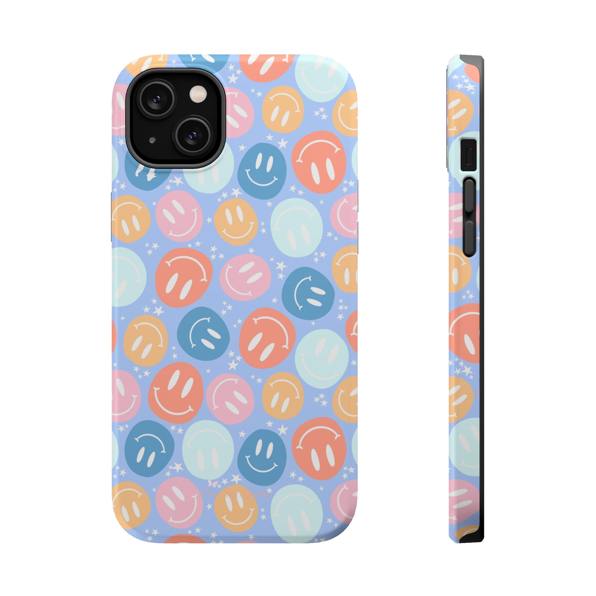 All Smiles Magnetic iPhone Case - Pastel Smiley Faces