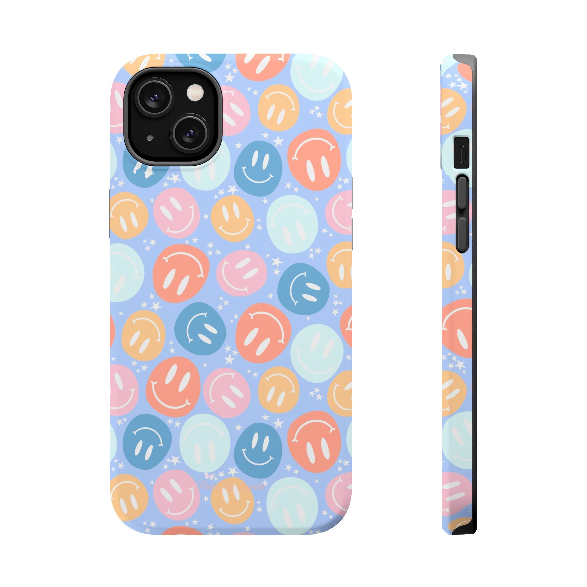 All Smiles Magnetic iPhone Case - Pastel Smiley Faces