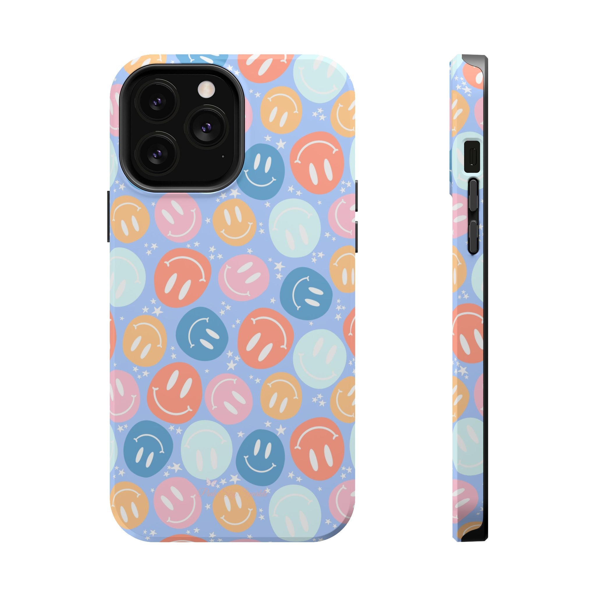 All Smiles Magnetic iPhone Case - Pastel Smiley Faces