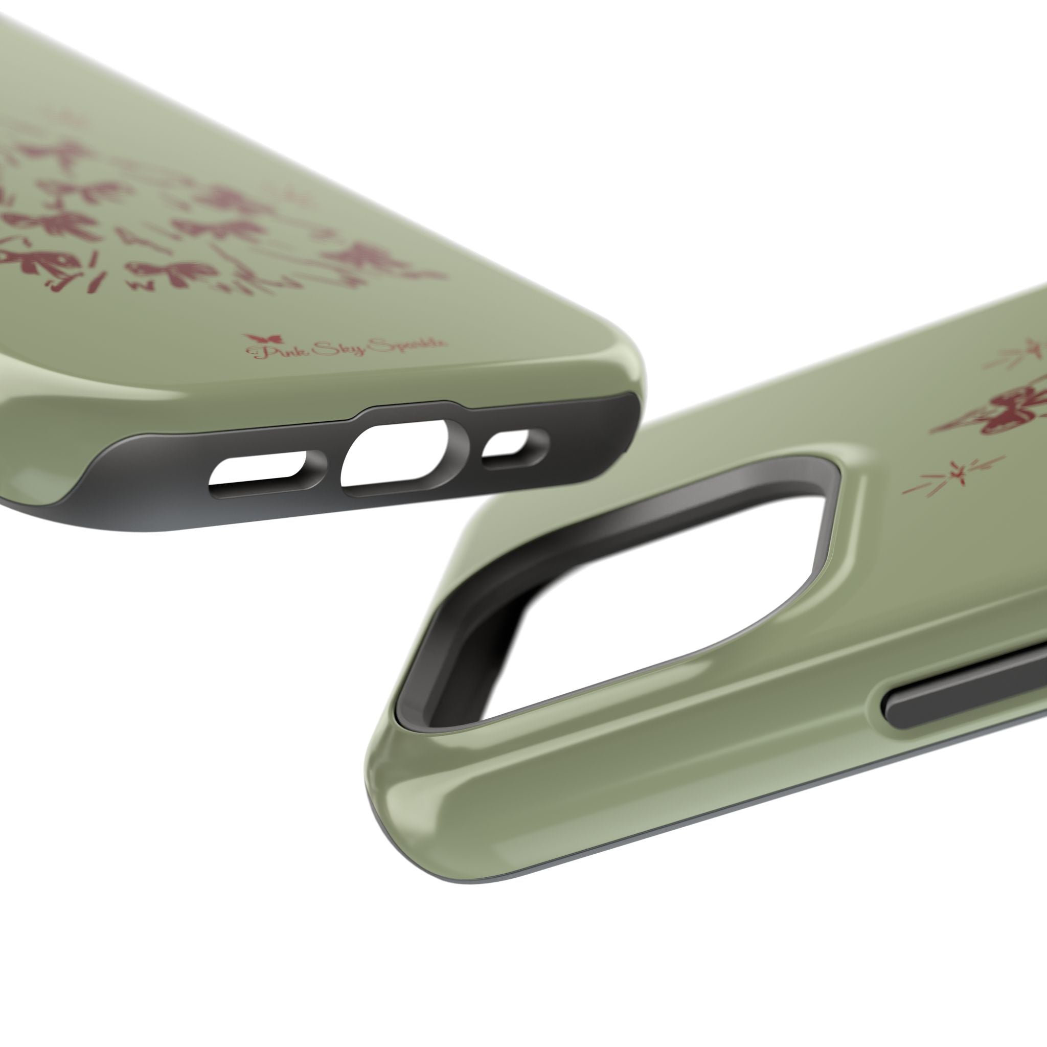 Holiday Bow Tree Magnetic iPhone Case – Sage Green Christmas Edition