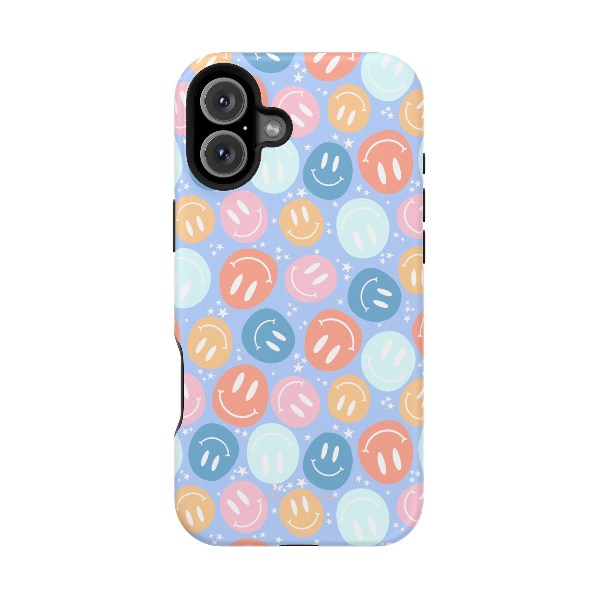 All Smiles Magnetic iPhone Case - Pastel Smiley Faces