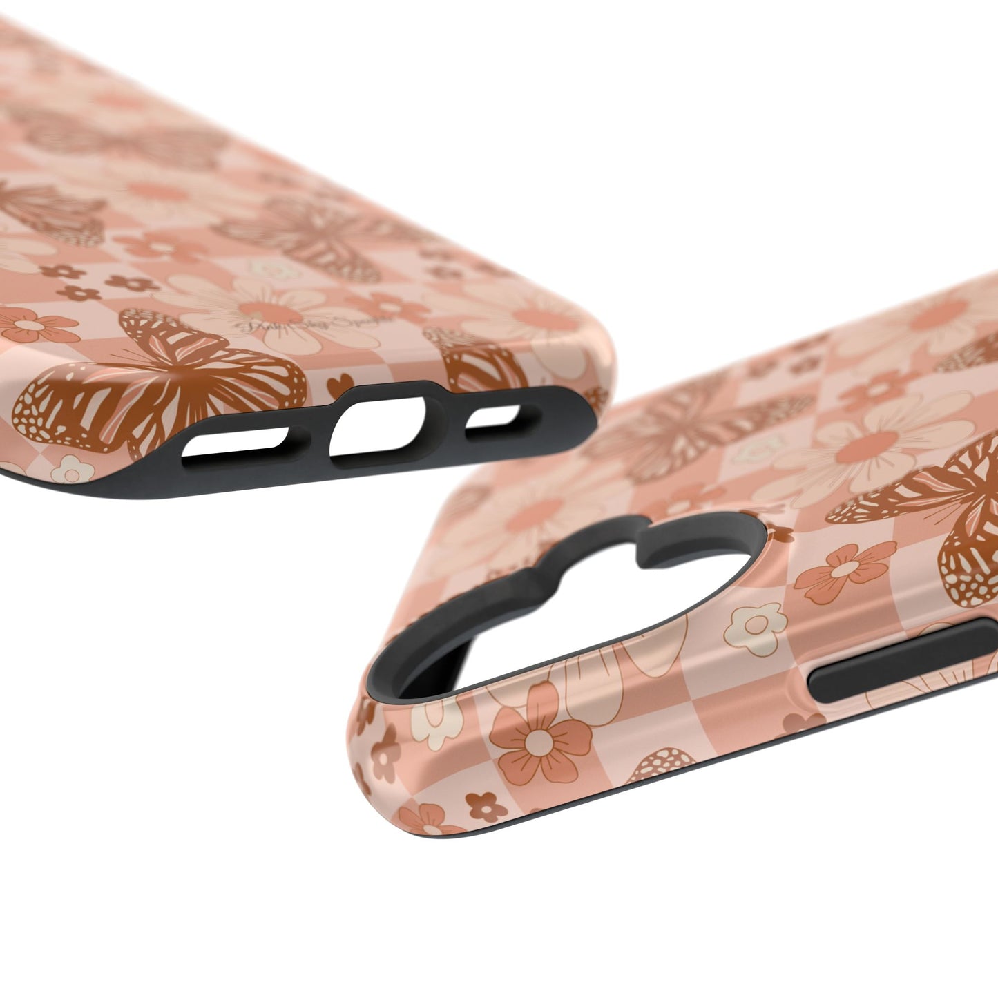 Boho Checkers - Floral Butterfly Magnetic iPhone Case