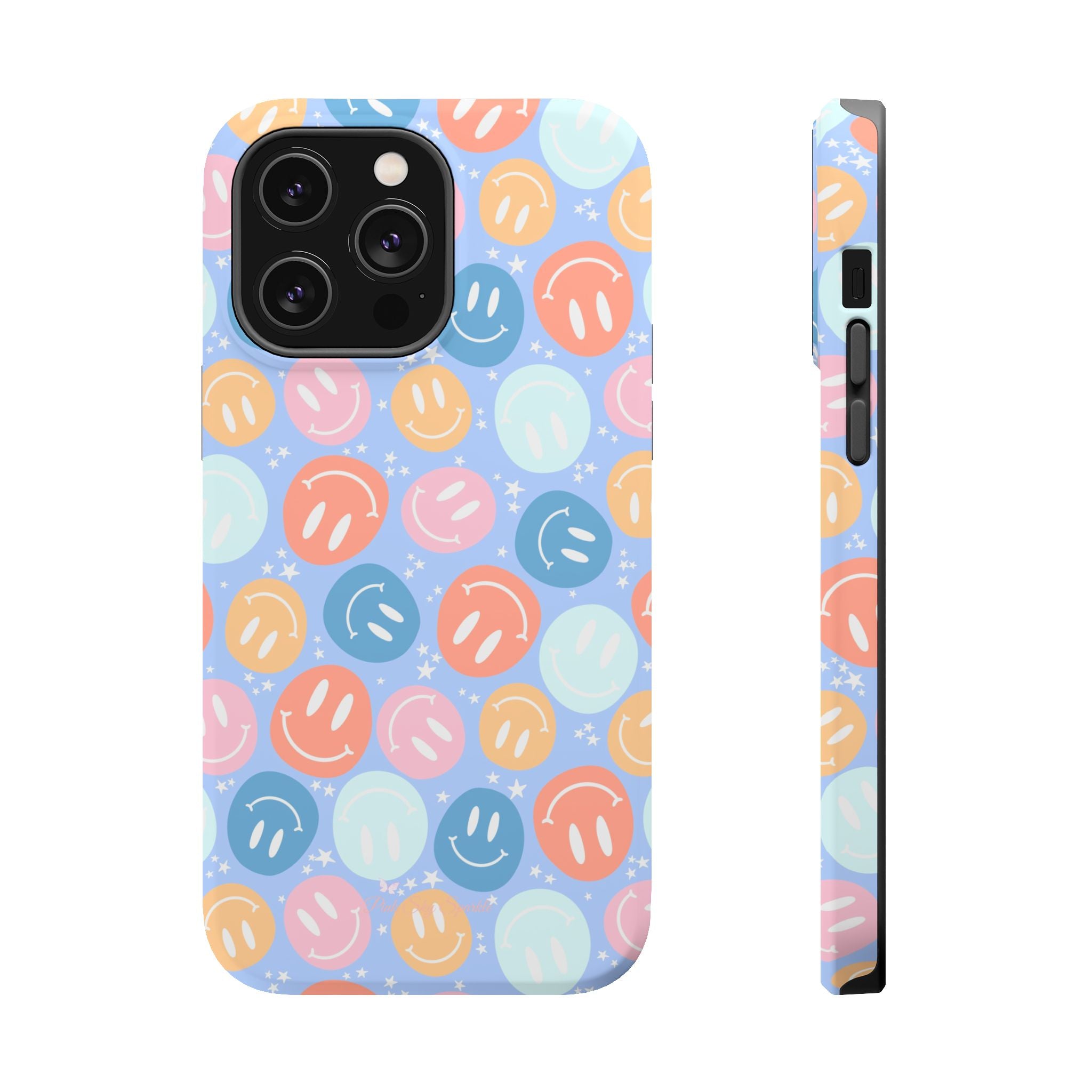 All Smiles Magnetic iPhone Case - Pastel Smiley Faces