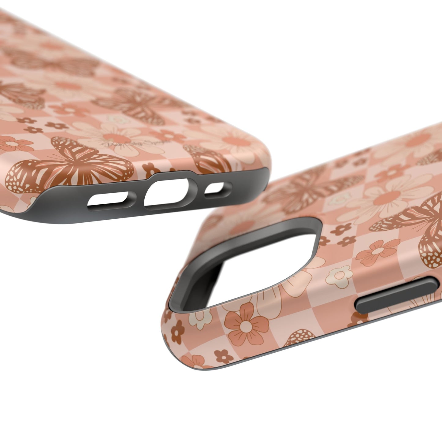 Boho Checkers - Floral Butterfly Magnetic iPhone Case