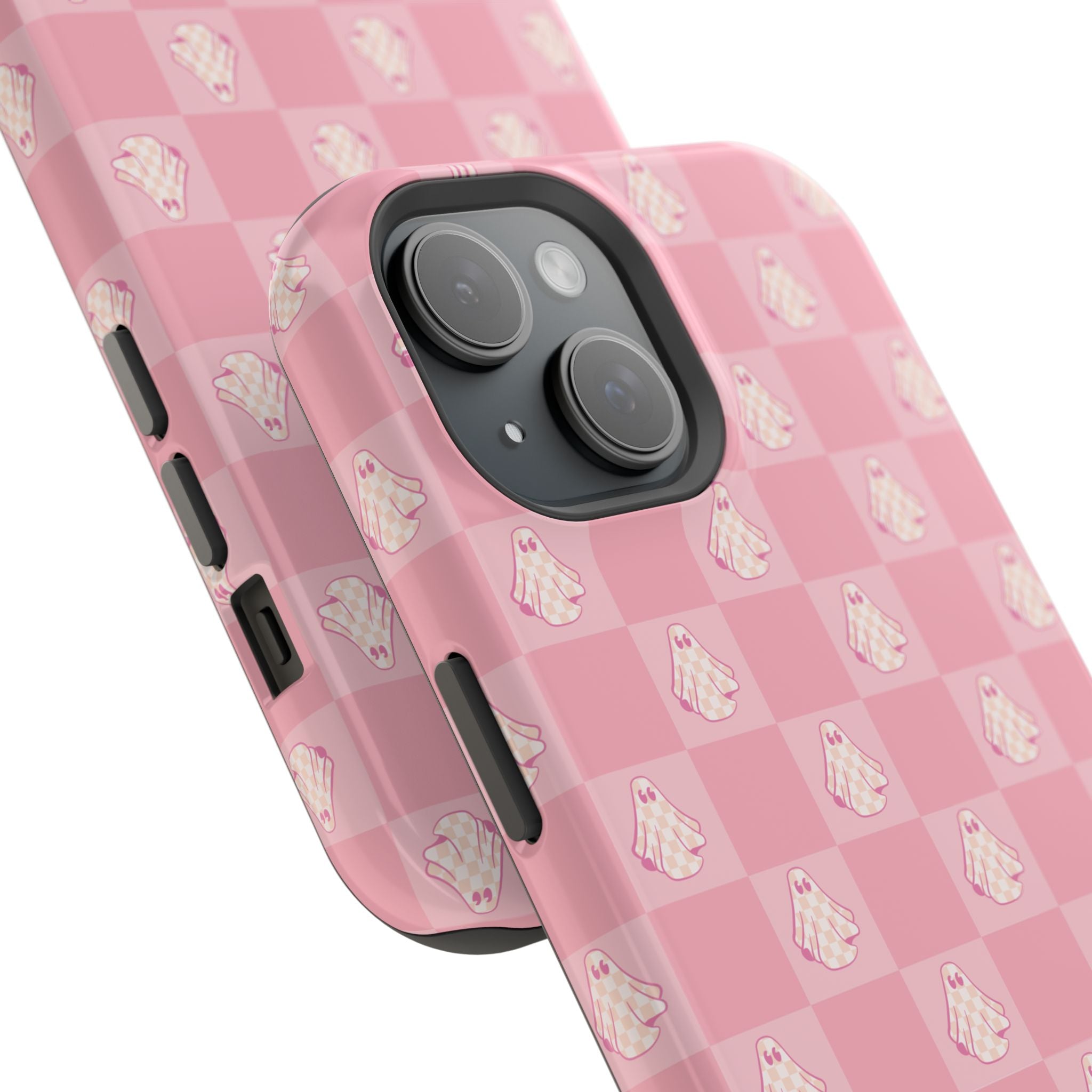 Pink Checkered Ghost Magnetic iPhone Case