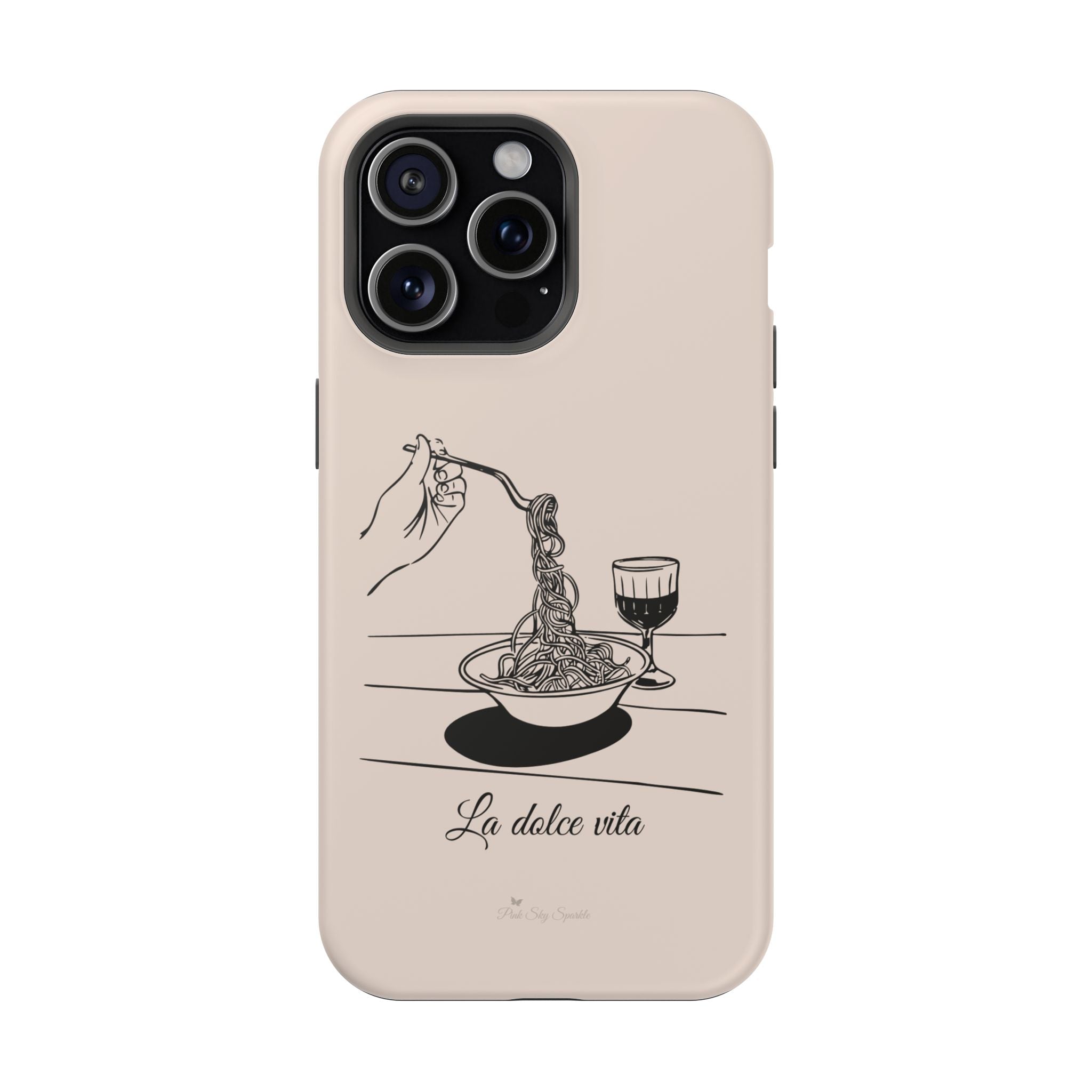 Pasta and red wine themed iphone case with La Dolce Vita in stylish font, Stylish Magnetic iPhone Case