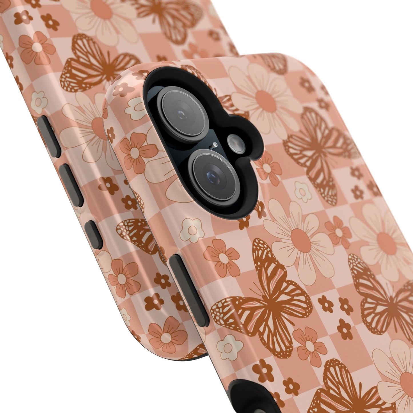 Boho Checkers - Floral Butterfly Magnetic iPhone Case