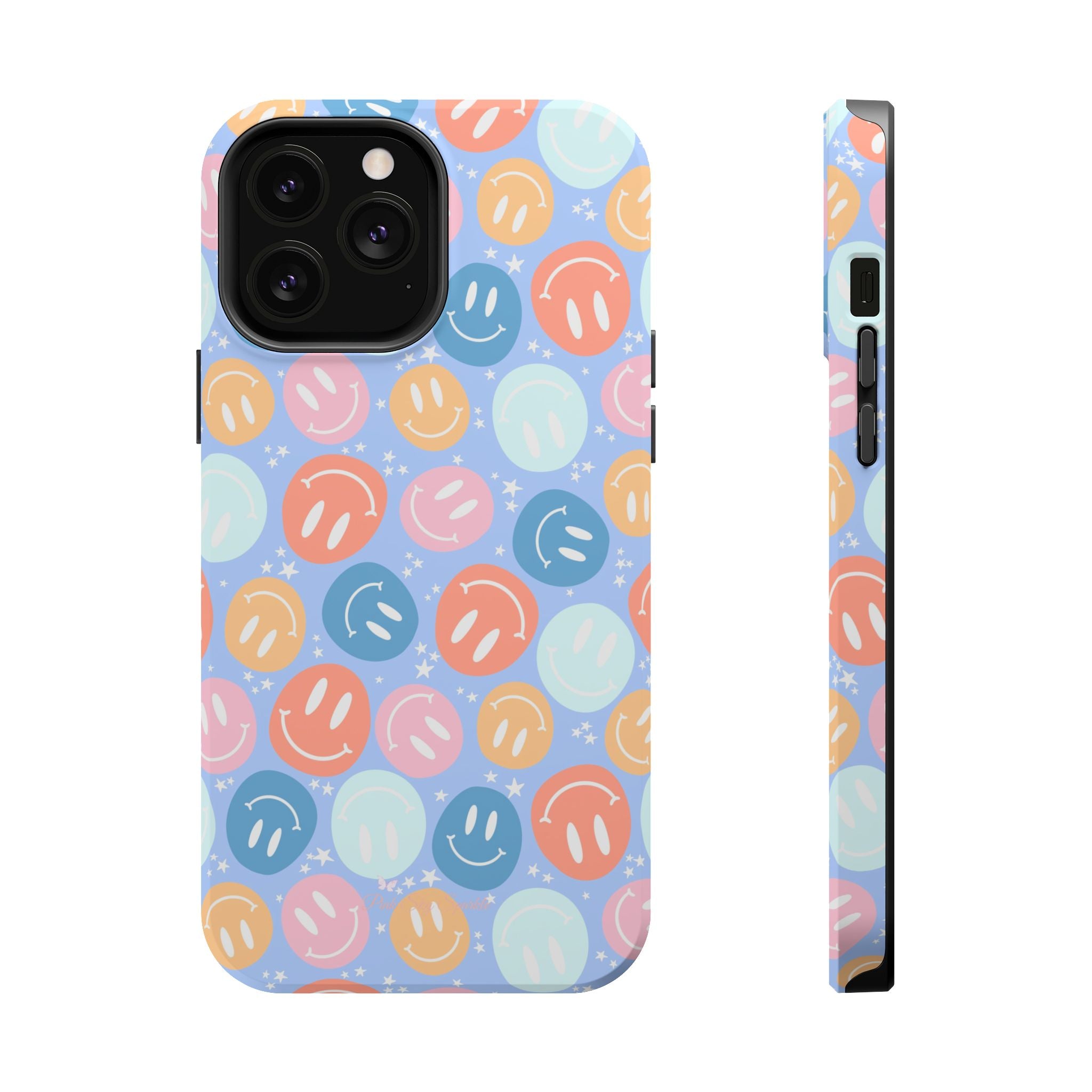 All Smiles Magnetic iPhone Case - Pastel Smiley Faces