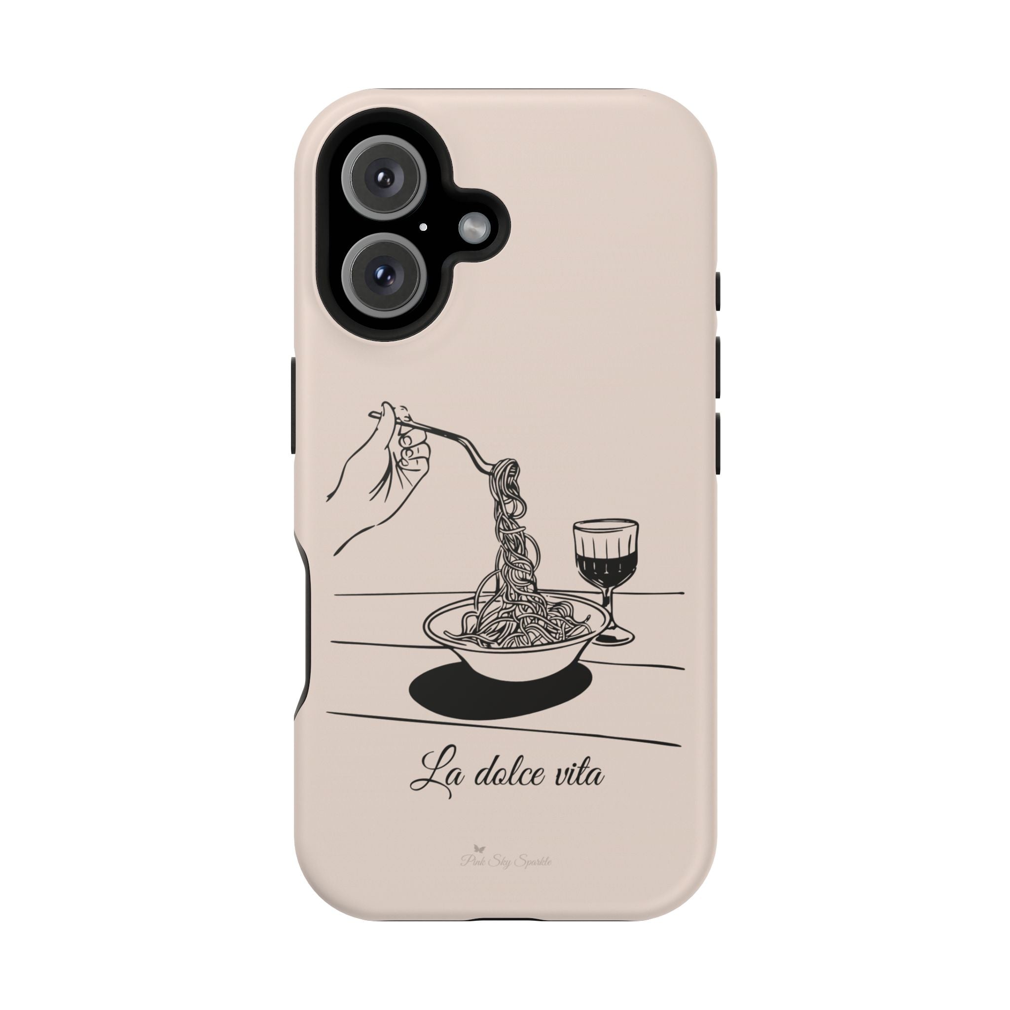Pasta and red wine themed iphone case with La Dolce Vita in stylish font, Stylish Magnetic iPhone Case