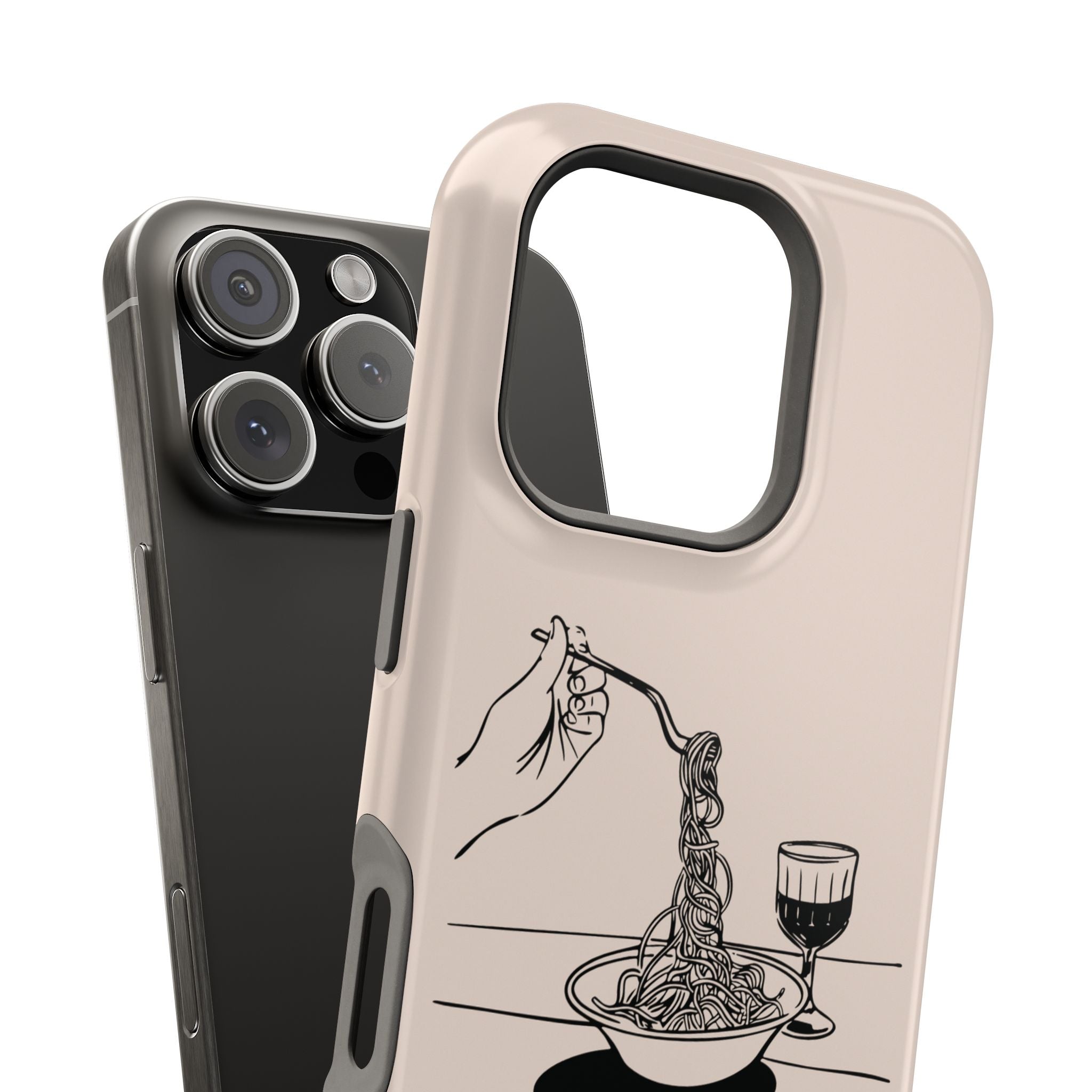 Pasta and red wine themed iphone case with La Dolce Vita in stylish font, Stylish Magnetic iPhone Case
