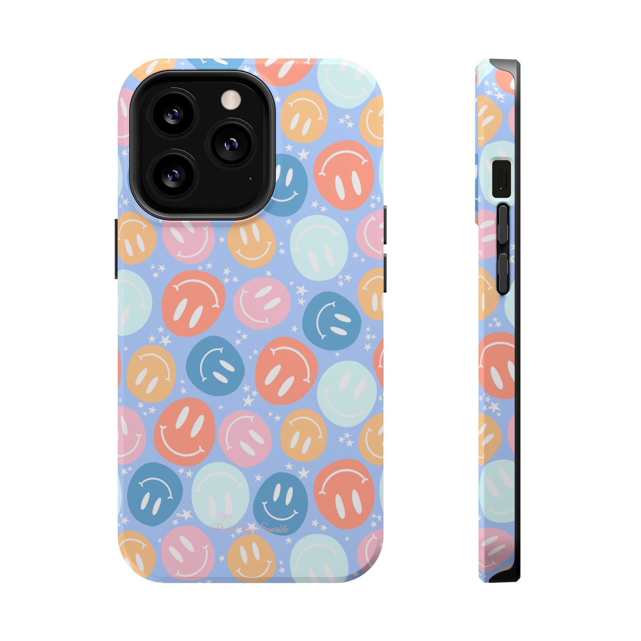 All Smiles Magnetic iPhone Case - Pastel Smiley Faces