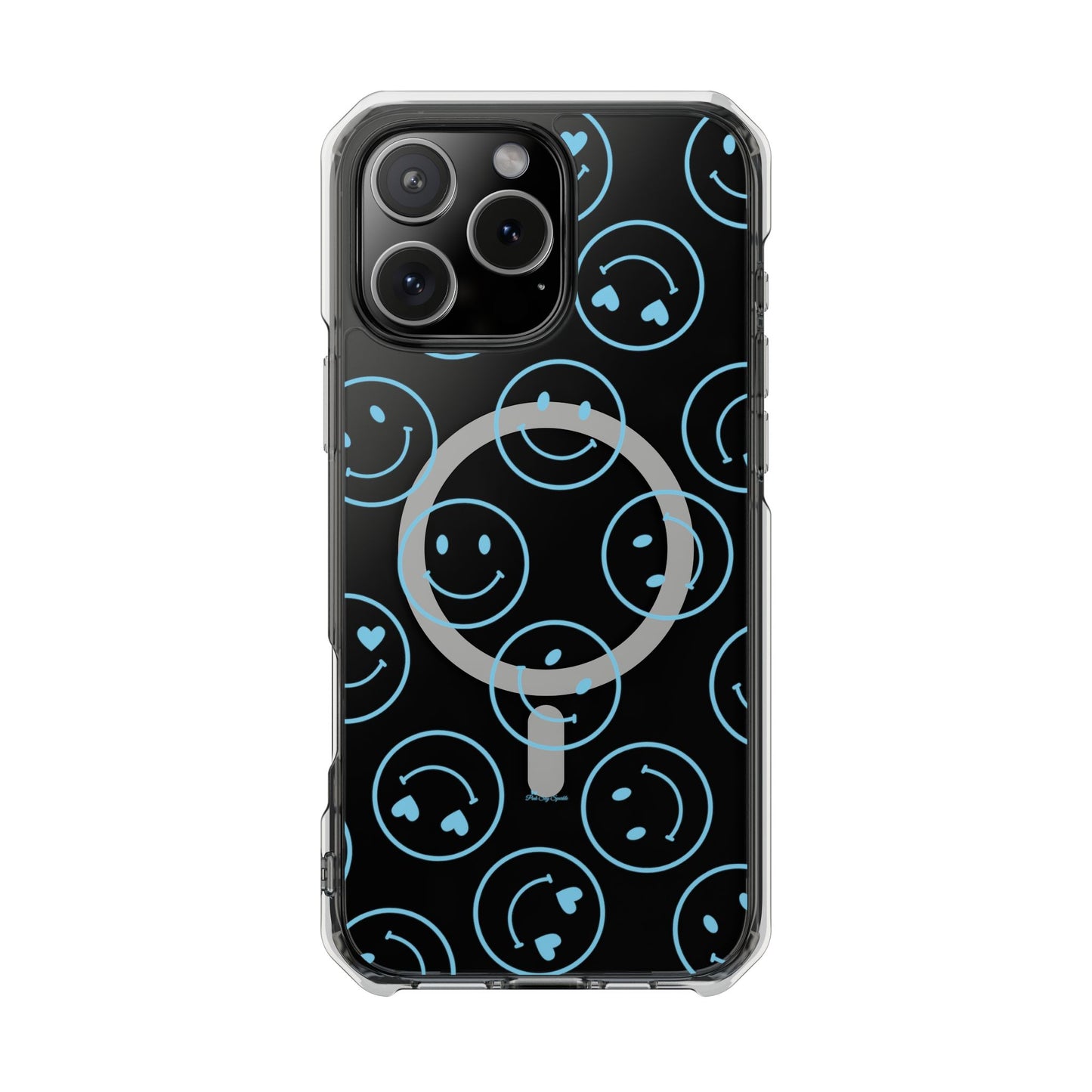 Blue Smilies Magnetic Clear Impact iPhone Case