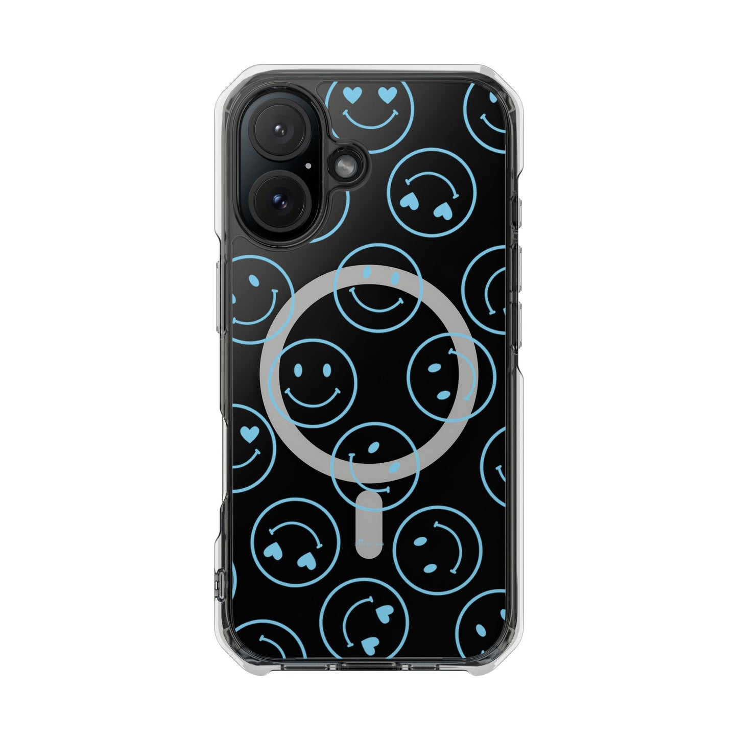 Blue Smilies Magnetic Clear Impact iPhone Case
