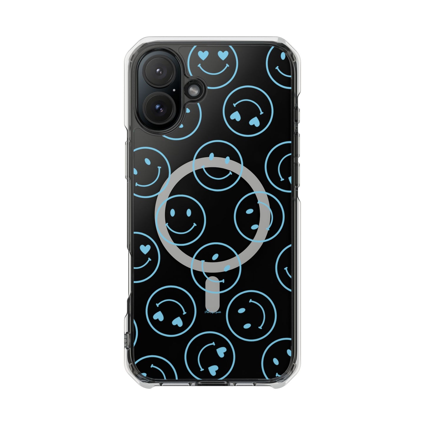 Blue Smilies Magnetic Clear Impact iPhone Case