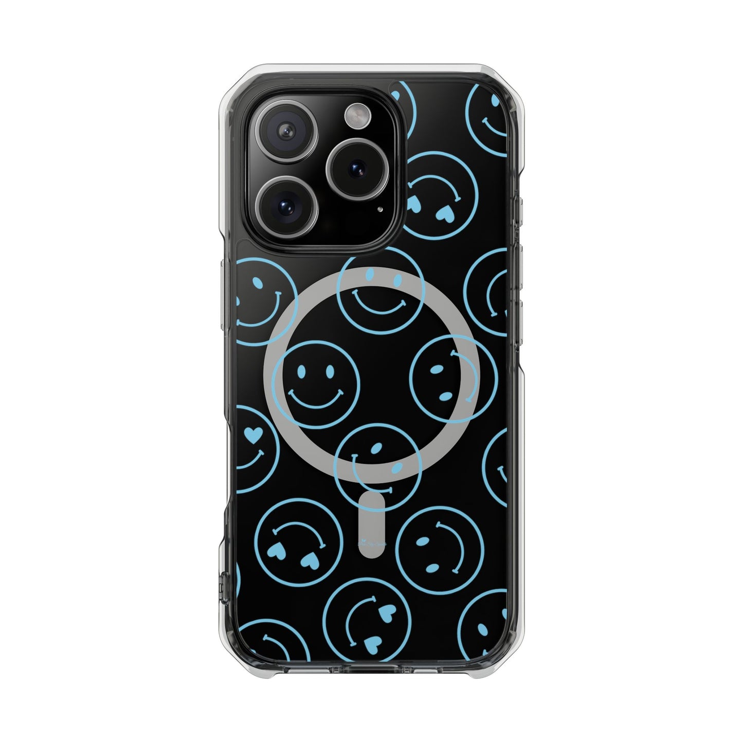 Blue Smilies Magnetic Clear Impact iPhone Case