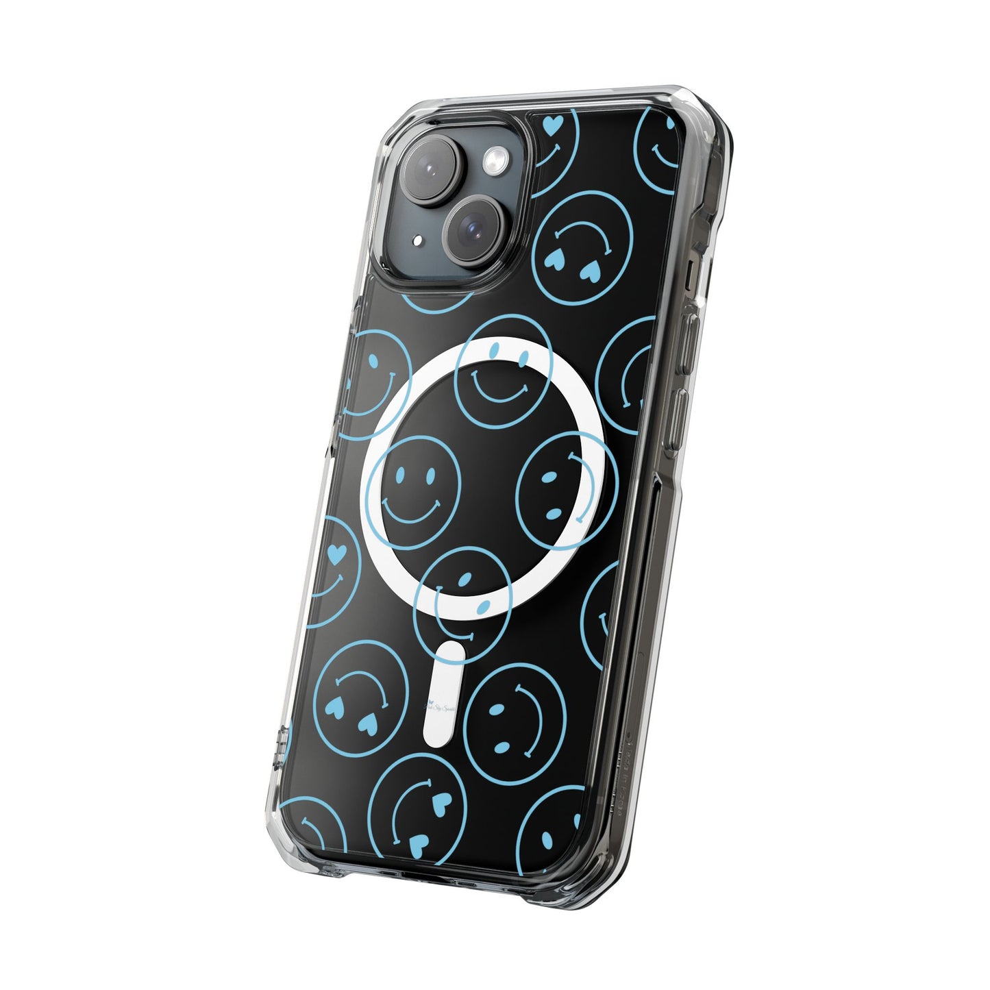 Blue Smilies Magnetic Clear Impact iPhone Case