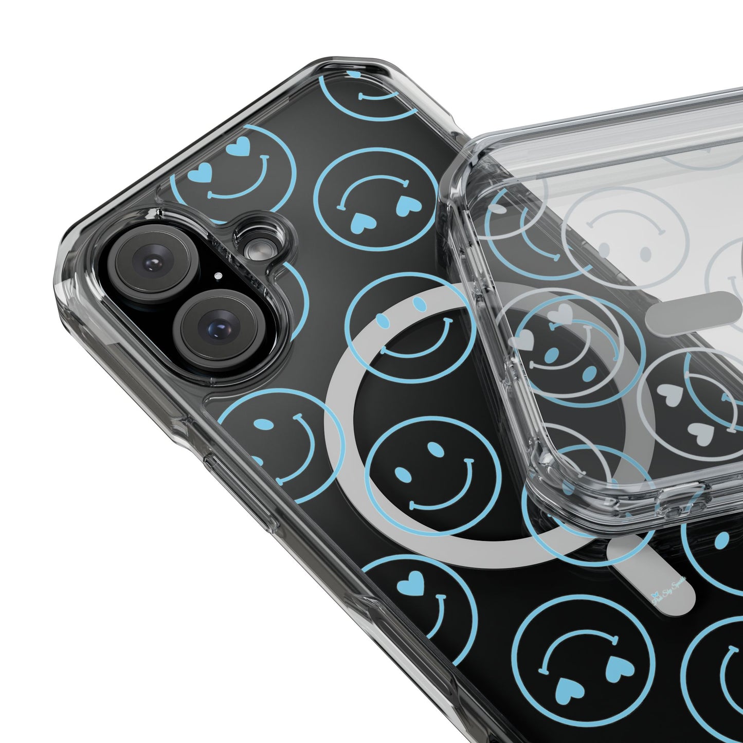 Blue Smilies Magnetic Clear Impact iPhone Case