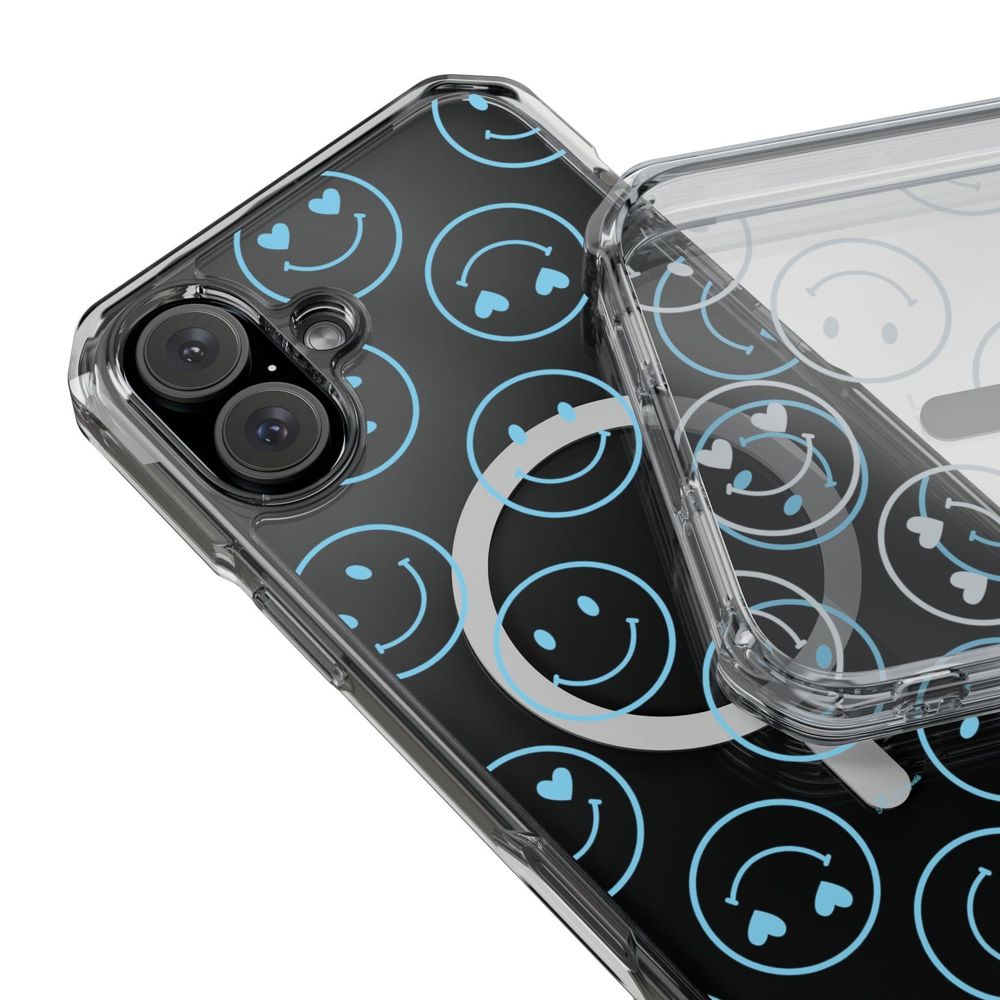 Blue Smilies Magnetic Clear Impact iPhone Case