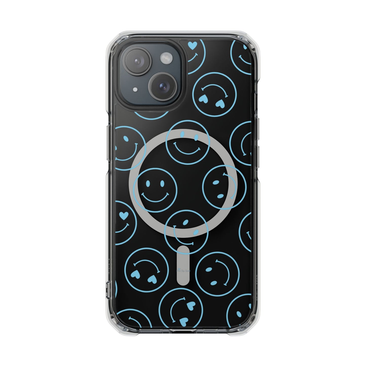 Blue Smilies Magnetic Clear Impact iPhone Case