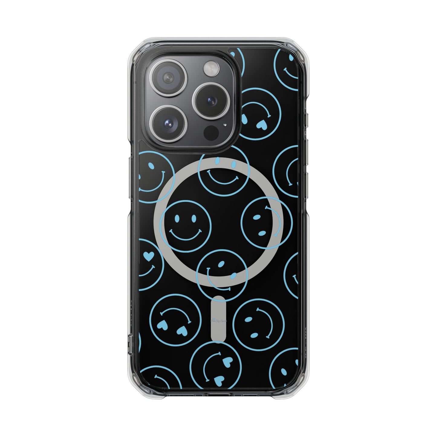 Blue Smilies Magnetic Clear Impact iPhone Case