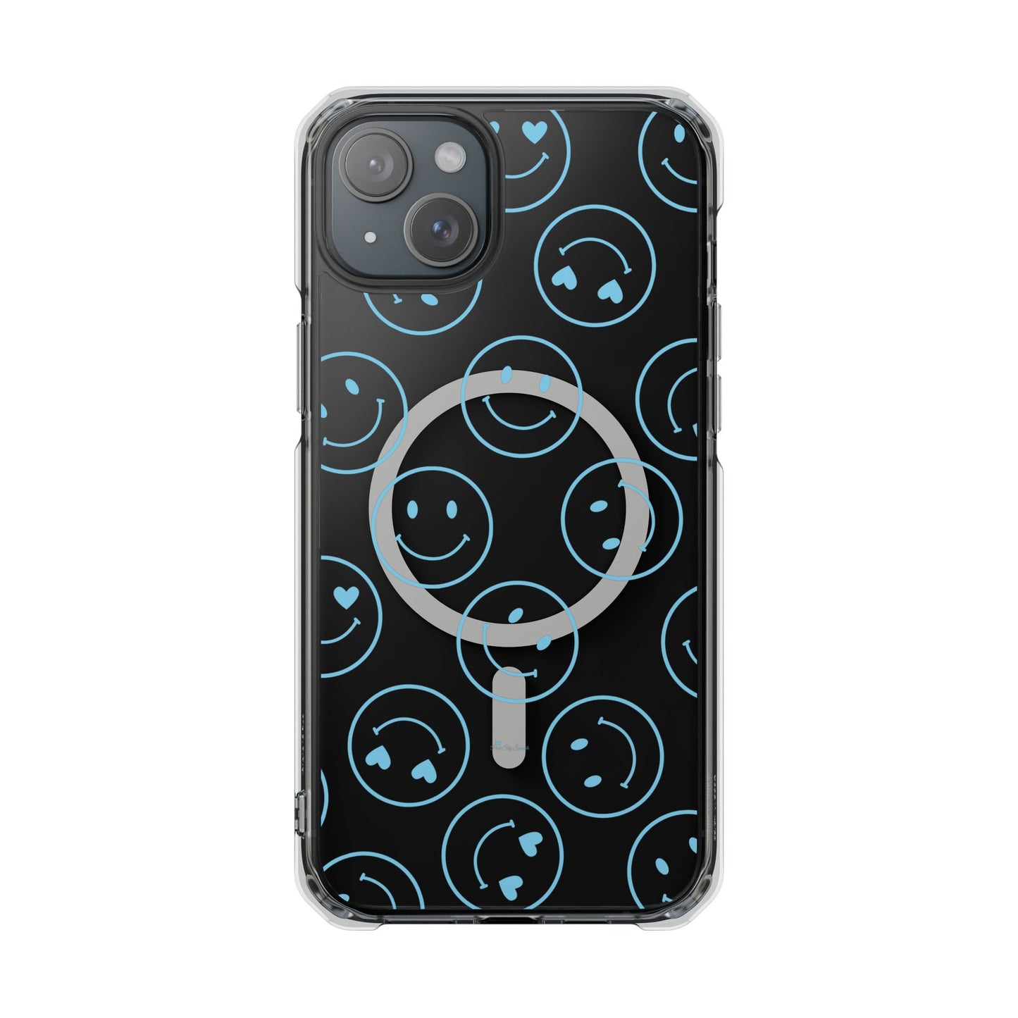Blue Smilies Magnetic Clear Impact iPhone Case