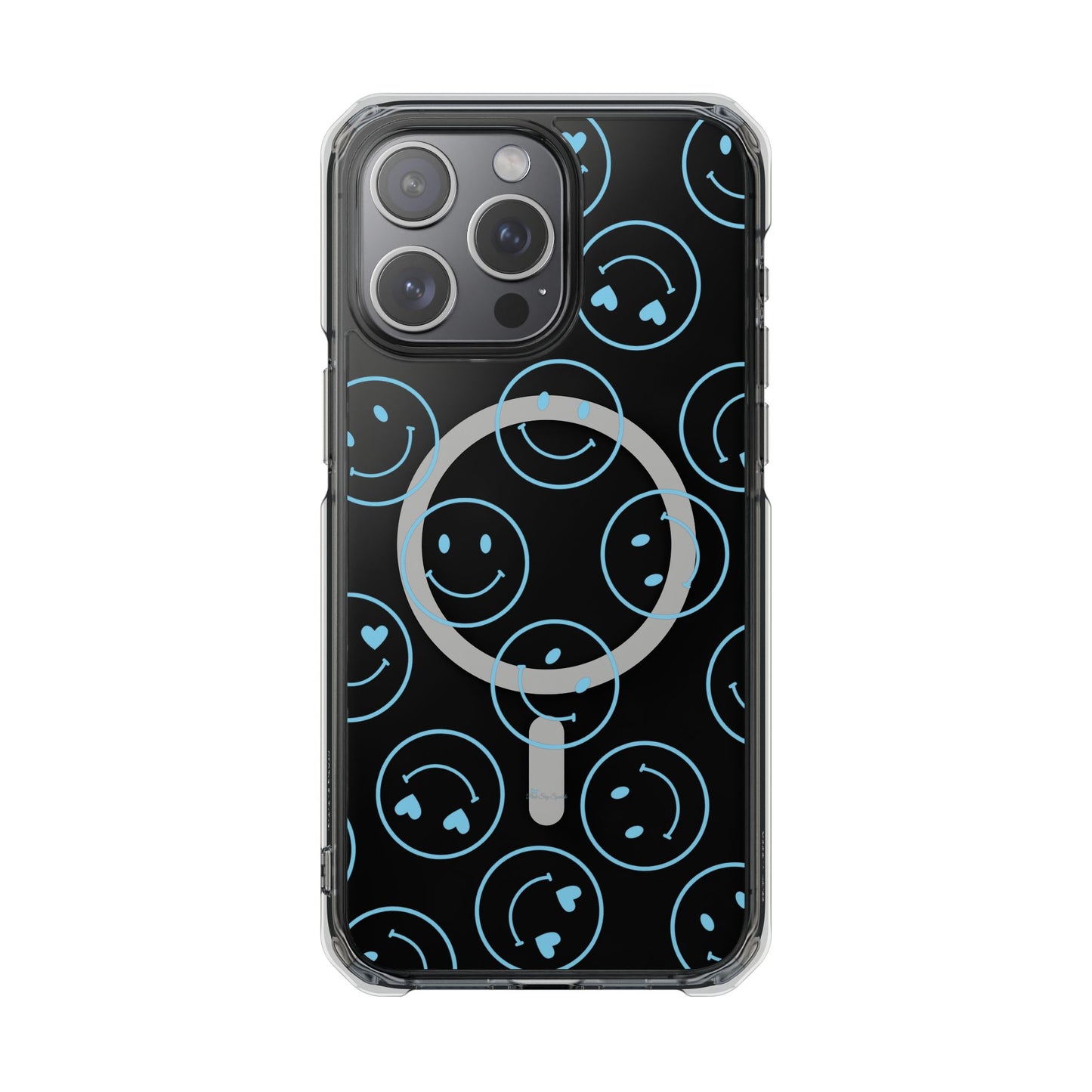 Blue Smilies Magnetic Clear Impact iPhone Case