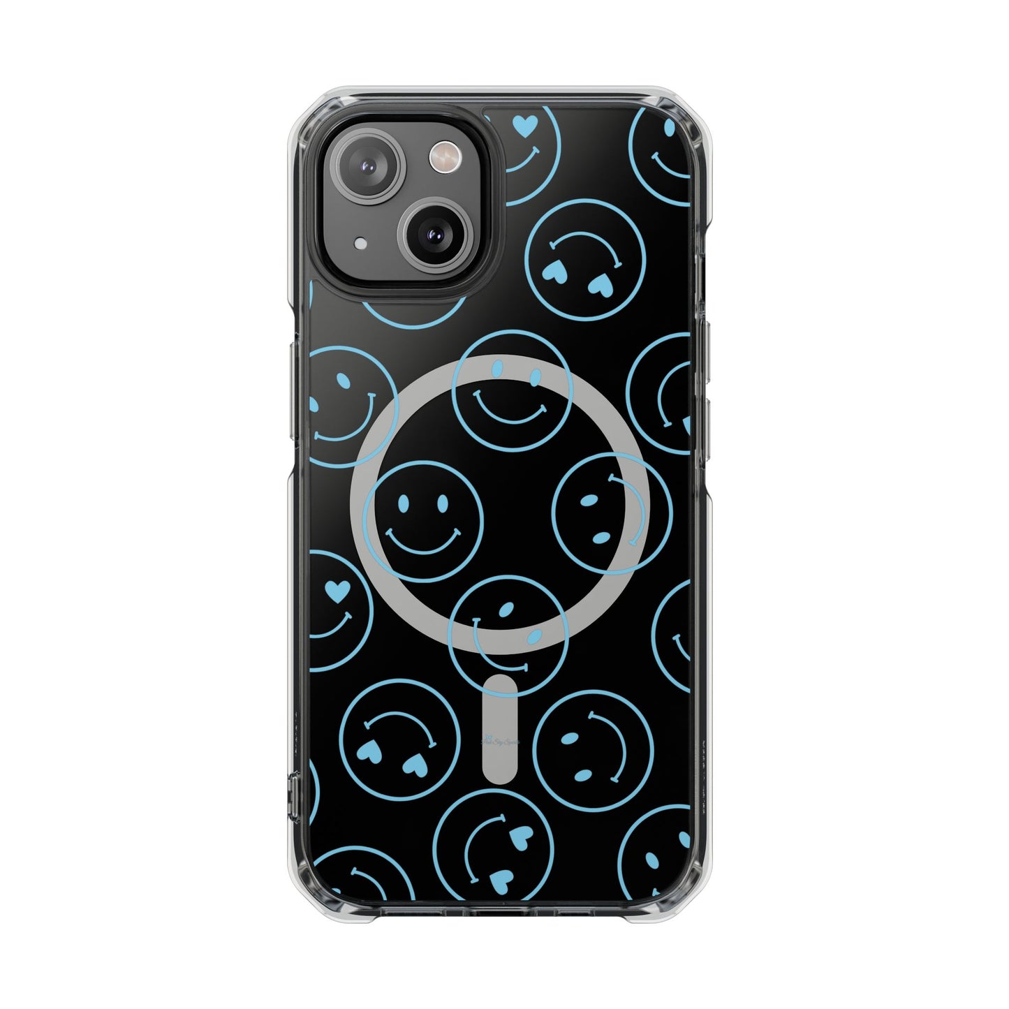 Blue Smilies Magnetic Clear Impact iPhone Case