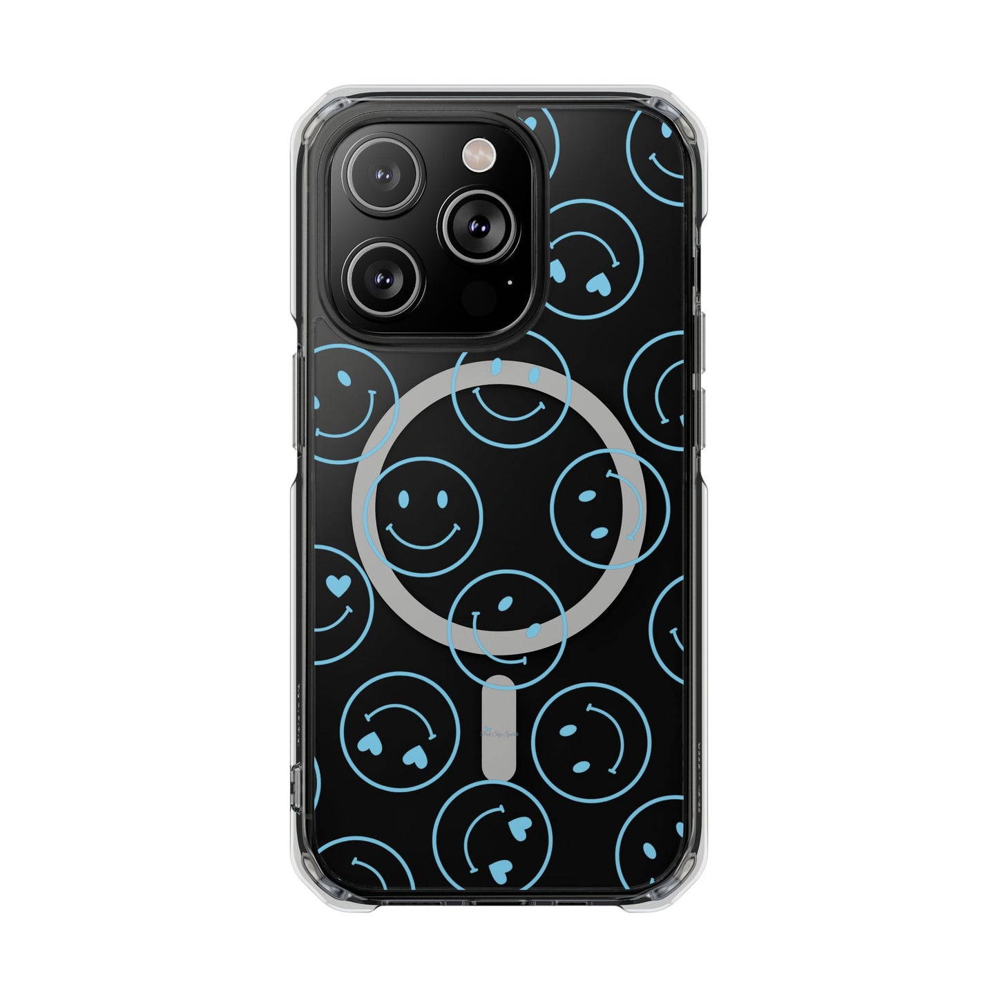 Blue Smilies Magnetic Clear Impact iPhone Case
