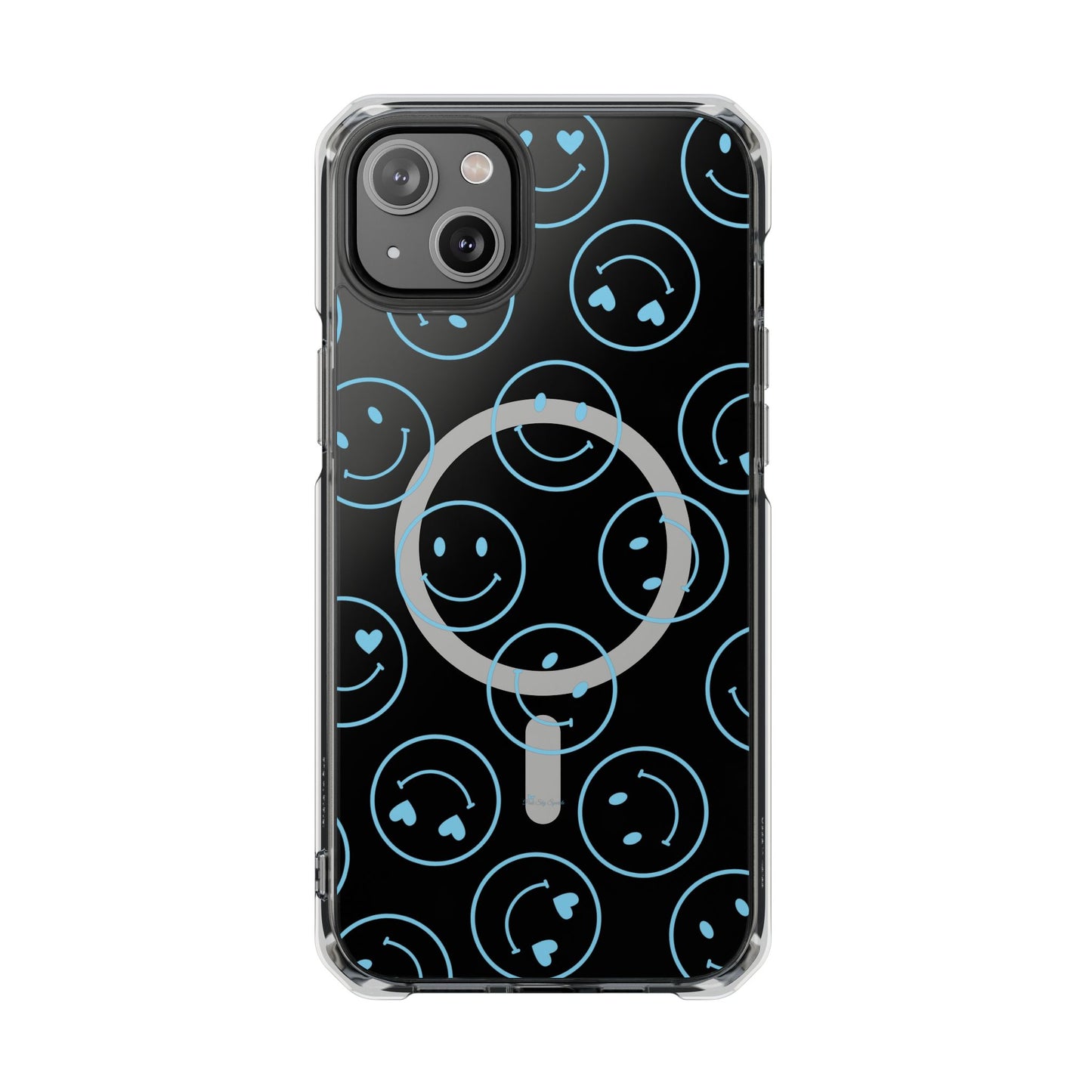 Blue Smilies Magnetic Clear Impact iPhone Case