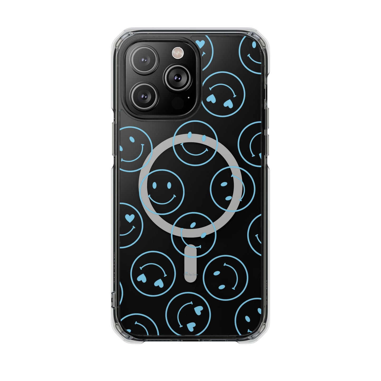 Blue Smilies Magnetic Clear Impact iPhone Case