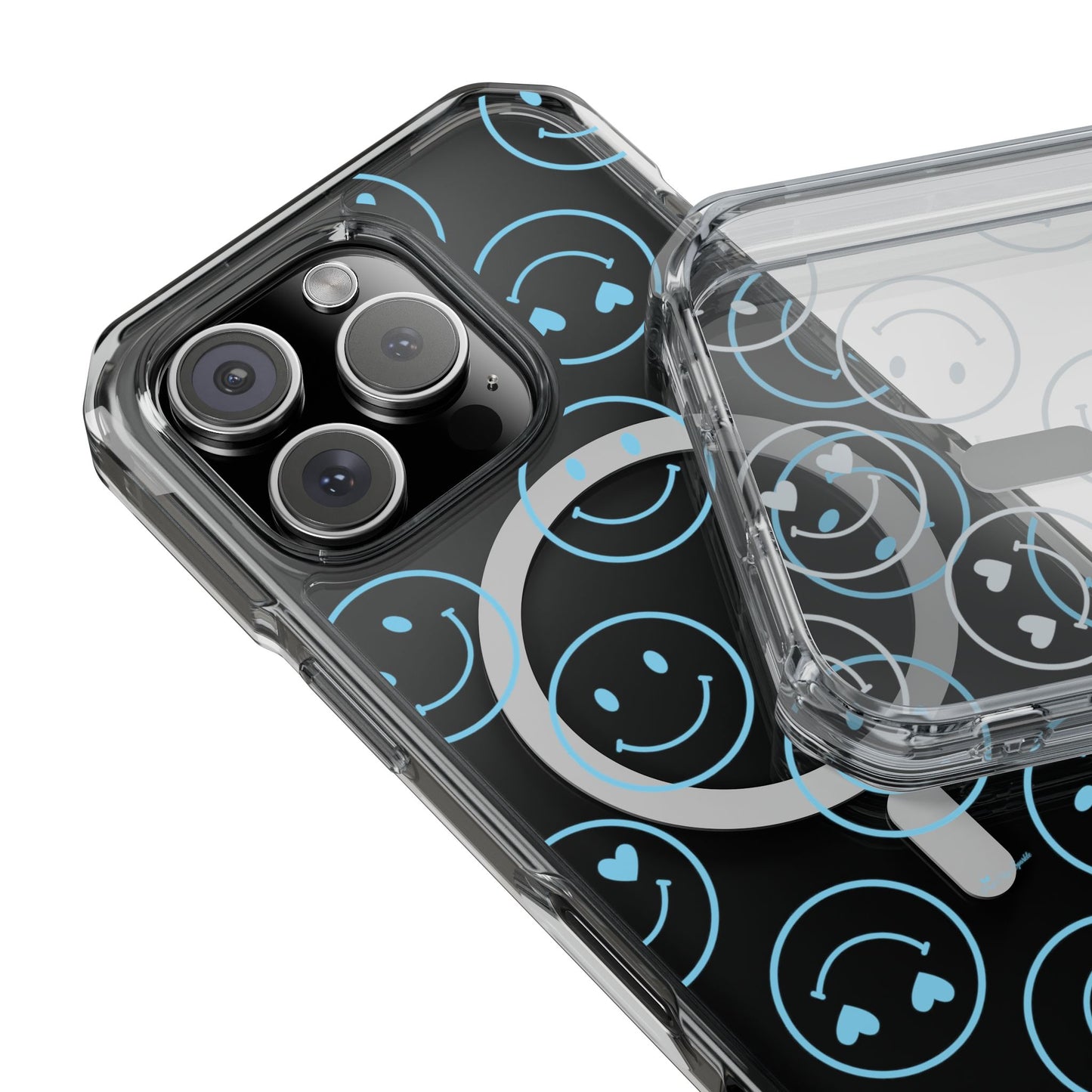 Blue Smilies Magnetic Clear Impact iPhone Case