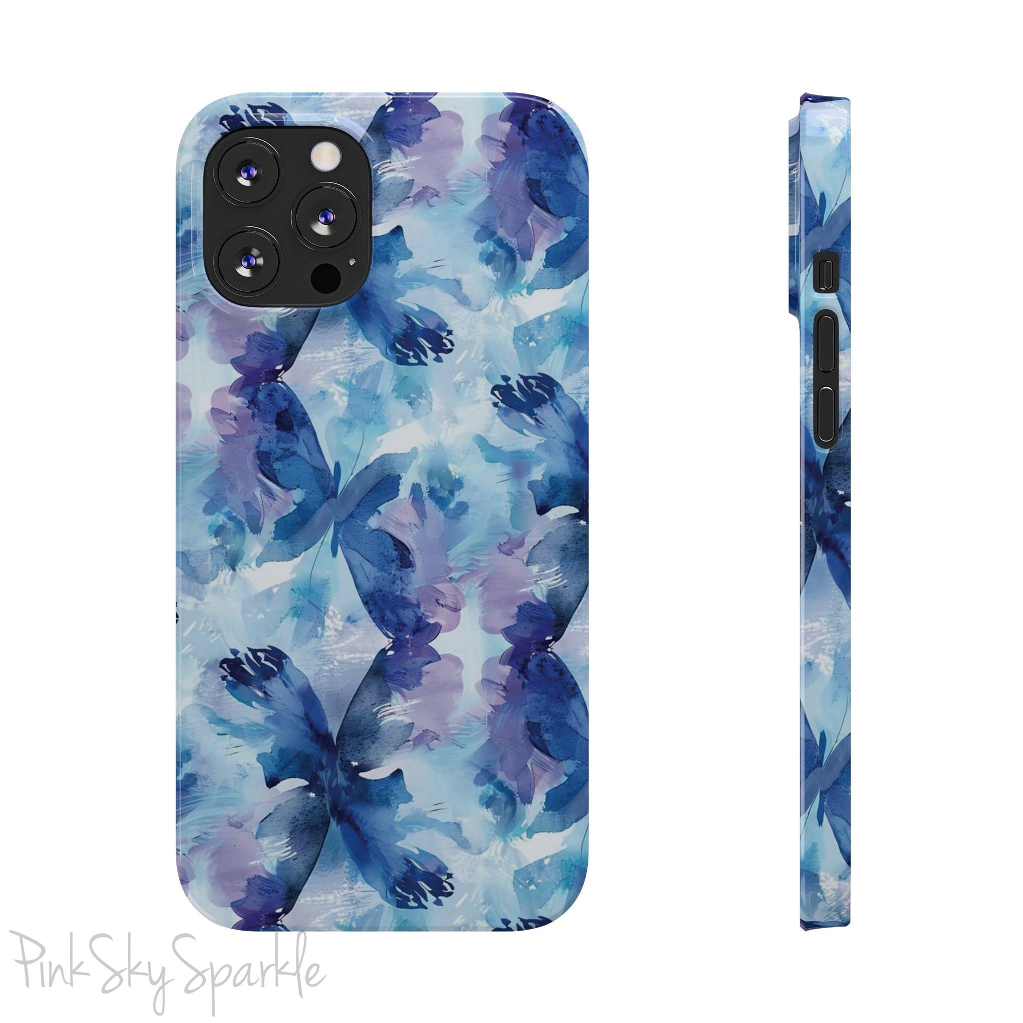Butterfly Elegance Slim iPhone Case. Enhance your phone's style with the Butterfly Dreams Slim iPhone Case! This case features a sleek, slim design and a beautiful watercolour butterfly pattern.
