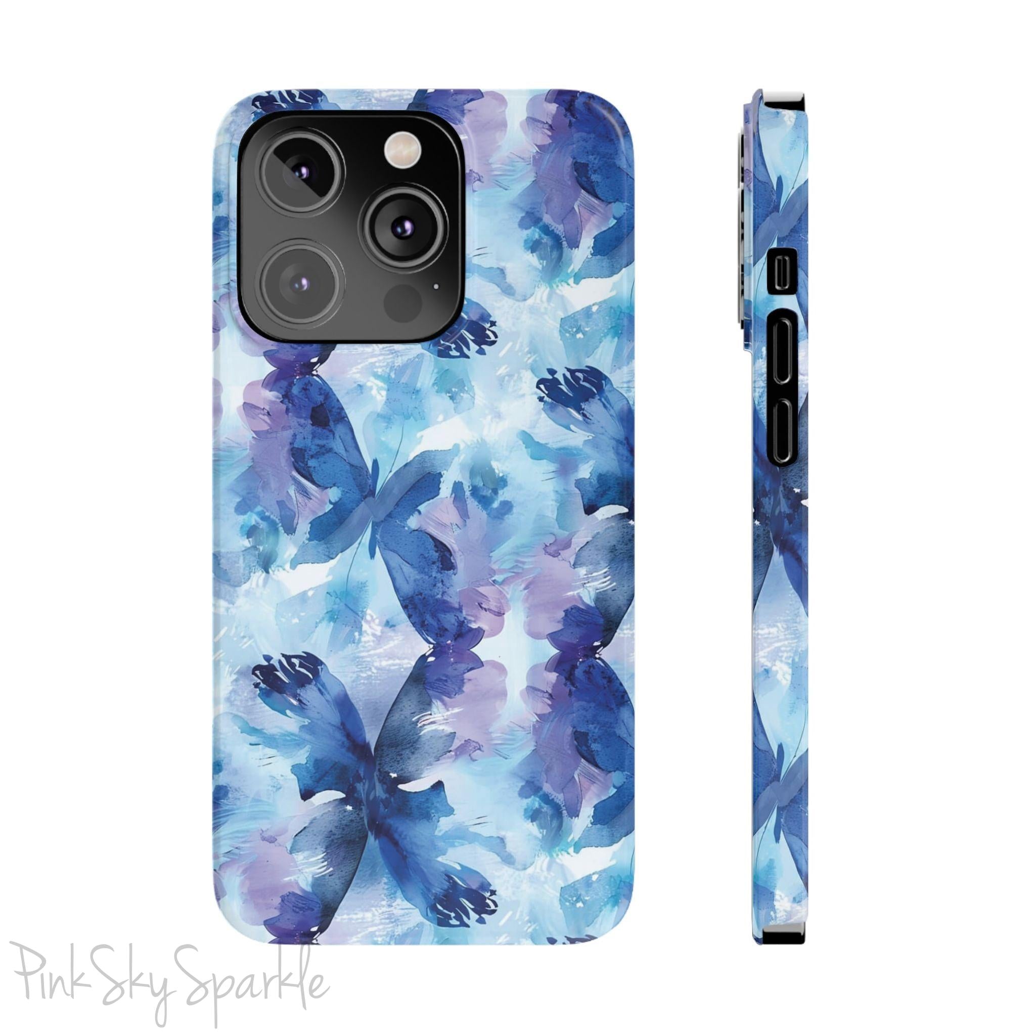 Butterfly Elegance Slim iPhone Case. Enhance your phone's style with the Butterfly Dreams Slim iPhone Case! This case features a sleek, slim design and a beautiful watercolour butterfly pattern.
