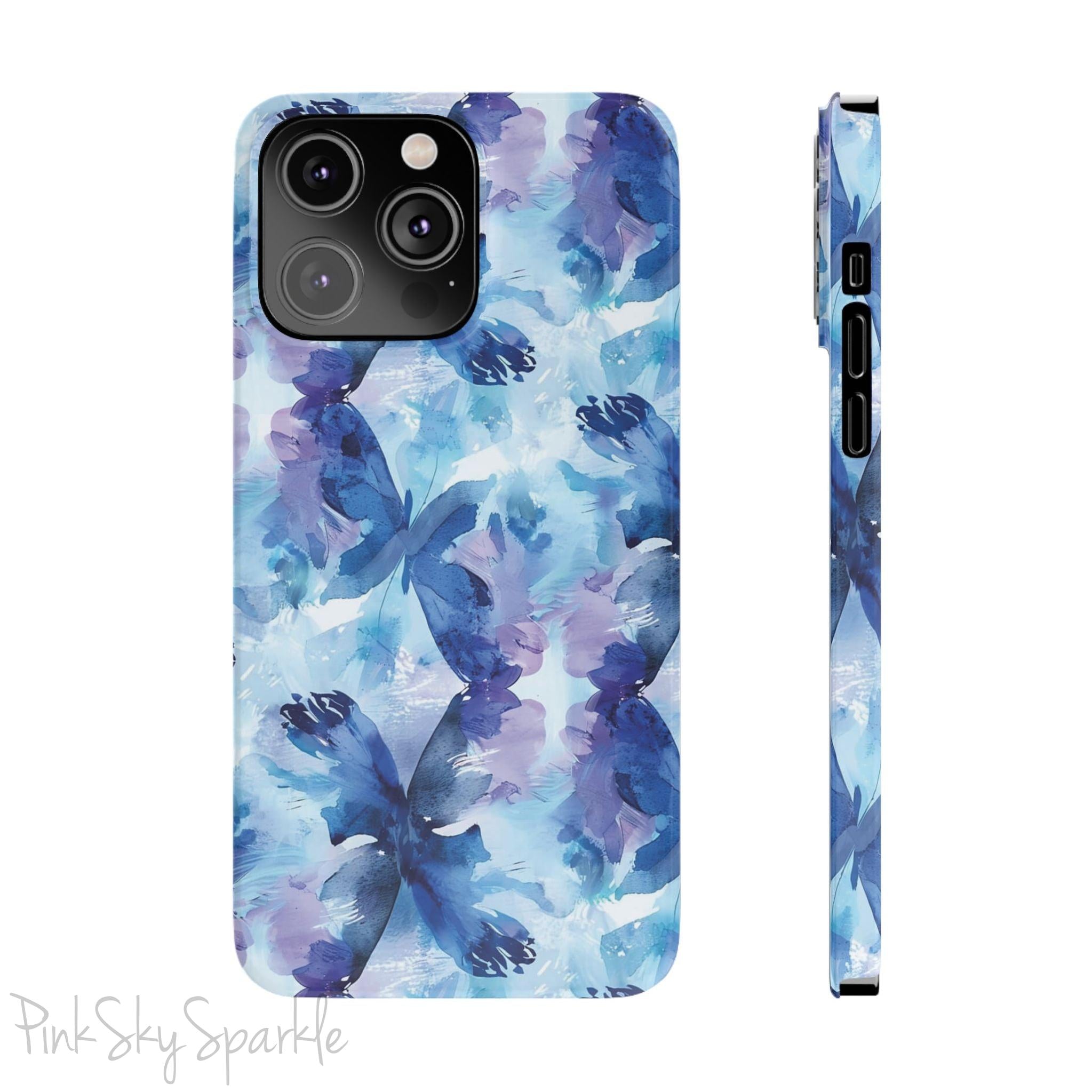 Butterfly Elegance Slim iPhone Case. Enhance your phone's style with the Butterfly Dreams Slim iPhone Case! This case features a sleek, slim design and a beautiful watercolour butterfly pattern.