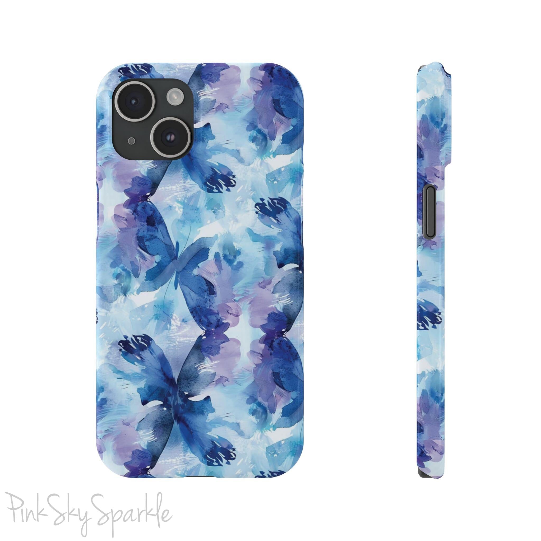 Butterfly Elegance Slim iPhone Case. Enhance your phone's style with the Butterfly Dreams Slim iPhone Case! This case features a sleek, slim design and a beautiful watercolour butterfly pattern.