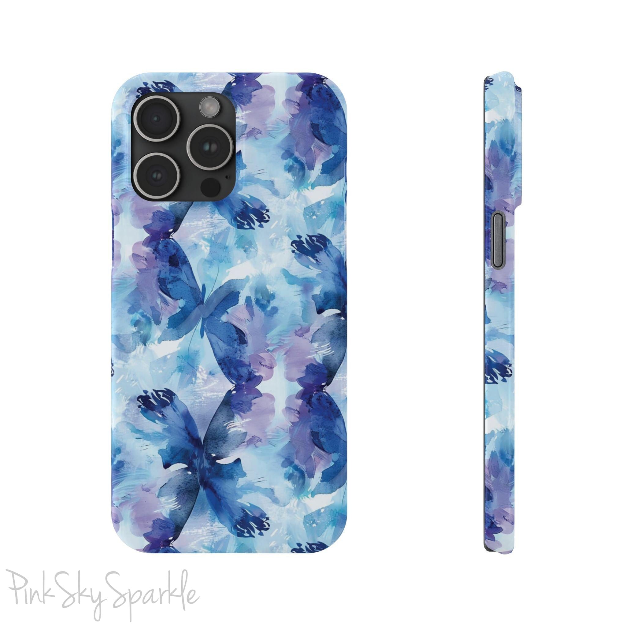 Butterfly Elegance Slim iPhone Case. Enhance your phone's style with the Butterfly Dreams Slim iPhone Case! This case features a sleek, slim design and a beautiful watercolour butterfly pattern.
